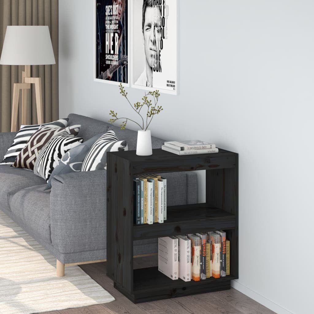 Kiefer Bücherregal furnicato Massivholz 60x35x71 Schwarz cm