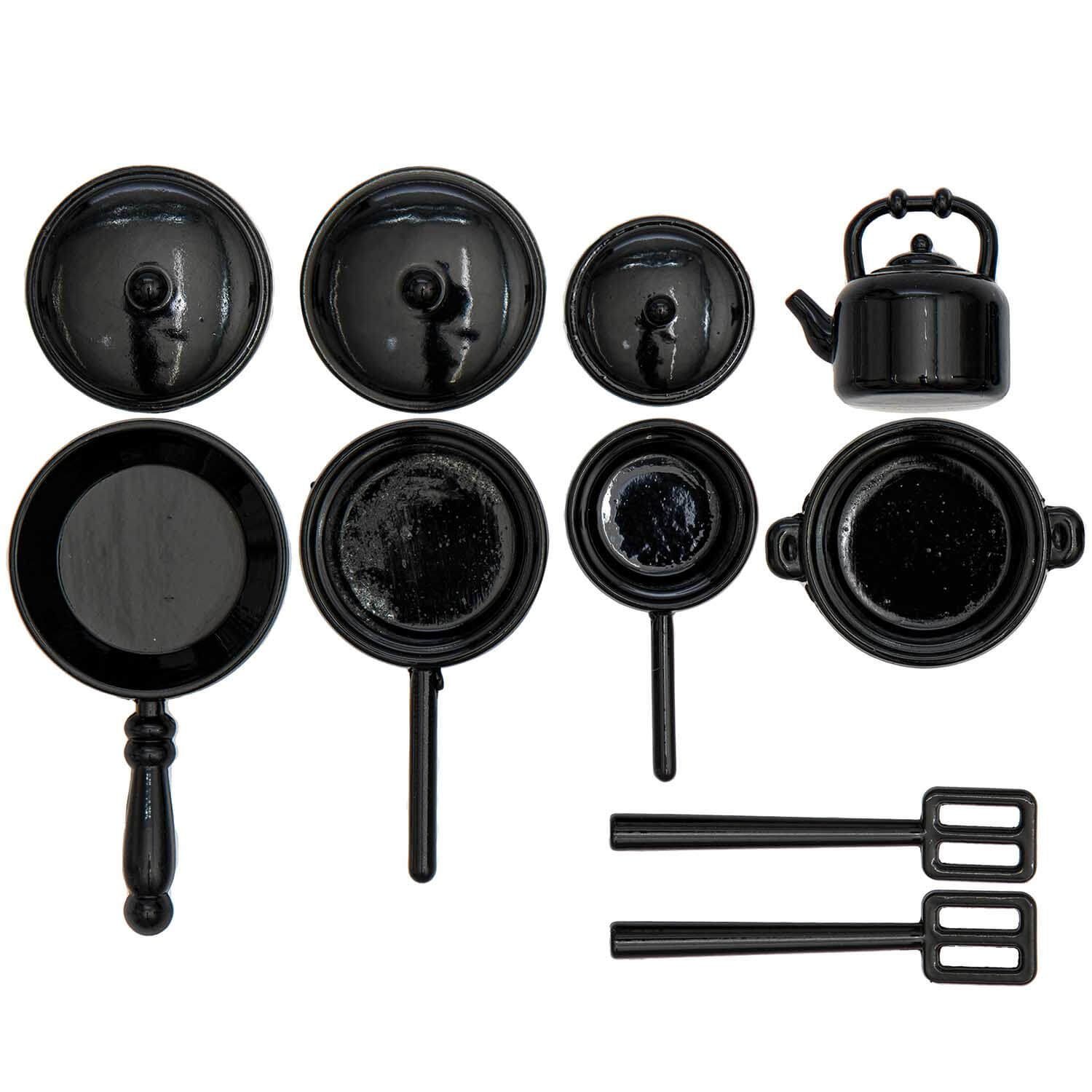 Rico Design Wichtel Miniatur Kochutensilien Premium schwarz 7teilig