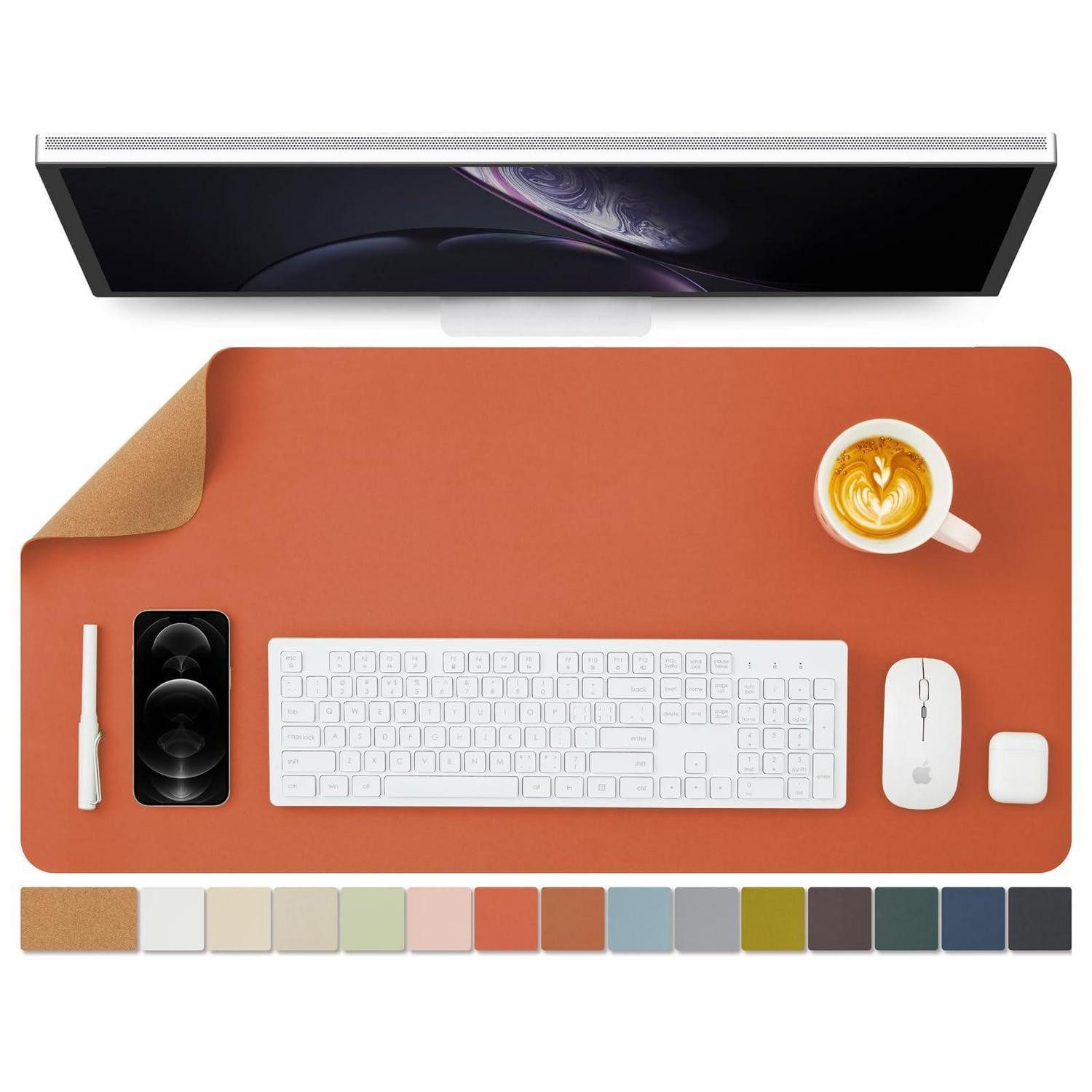 LuxusKollektion Schreibtischunterlage Schreibtischunterlage Kork/PU Orange 80x40cm