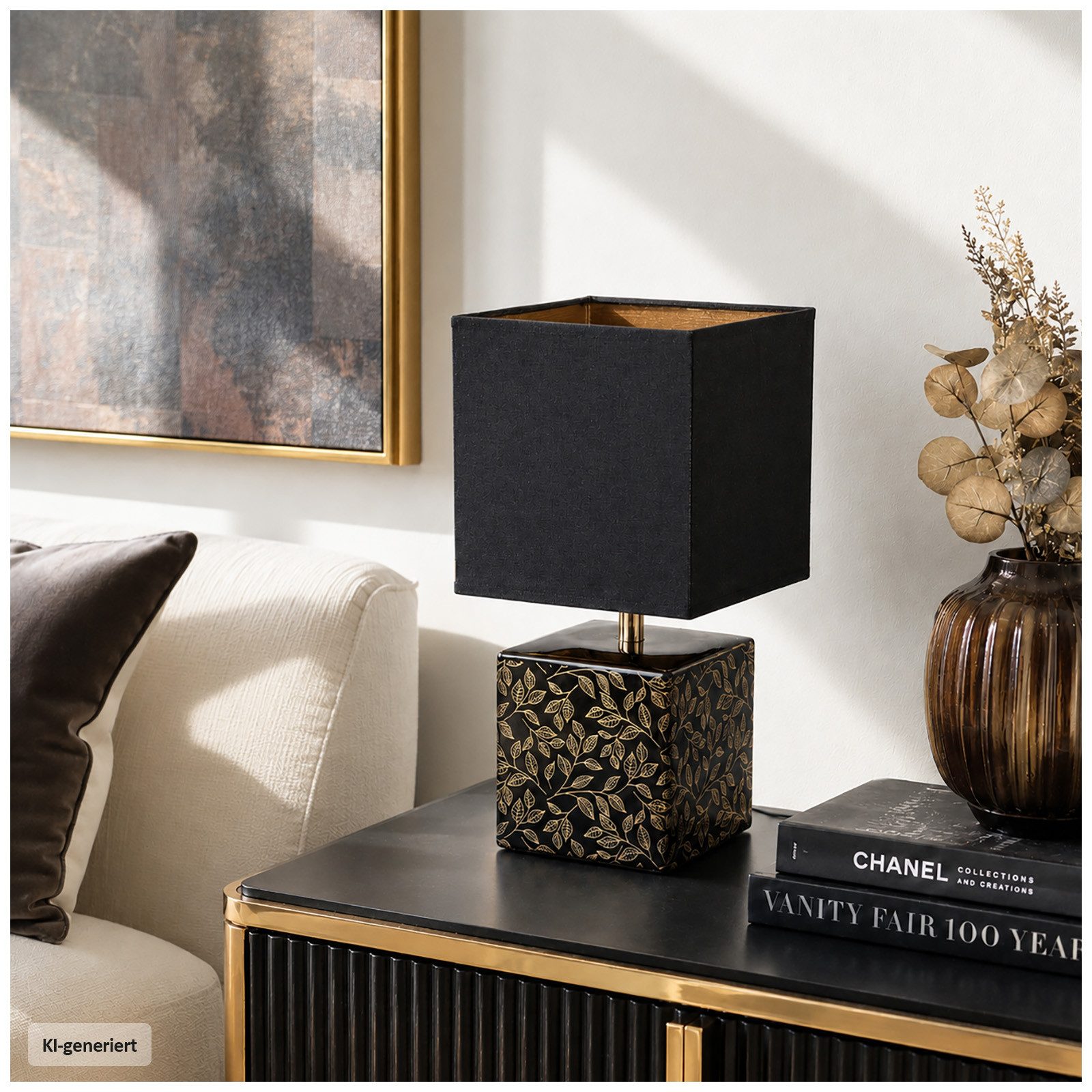 formano Tischleuchte Lampe 35 cm schwarz/gold, ohne Leuchtmittel, Tischlampe