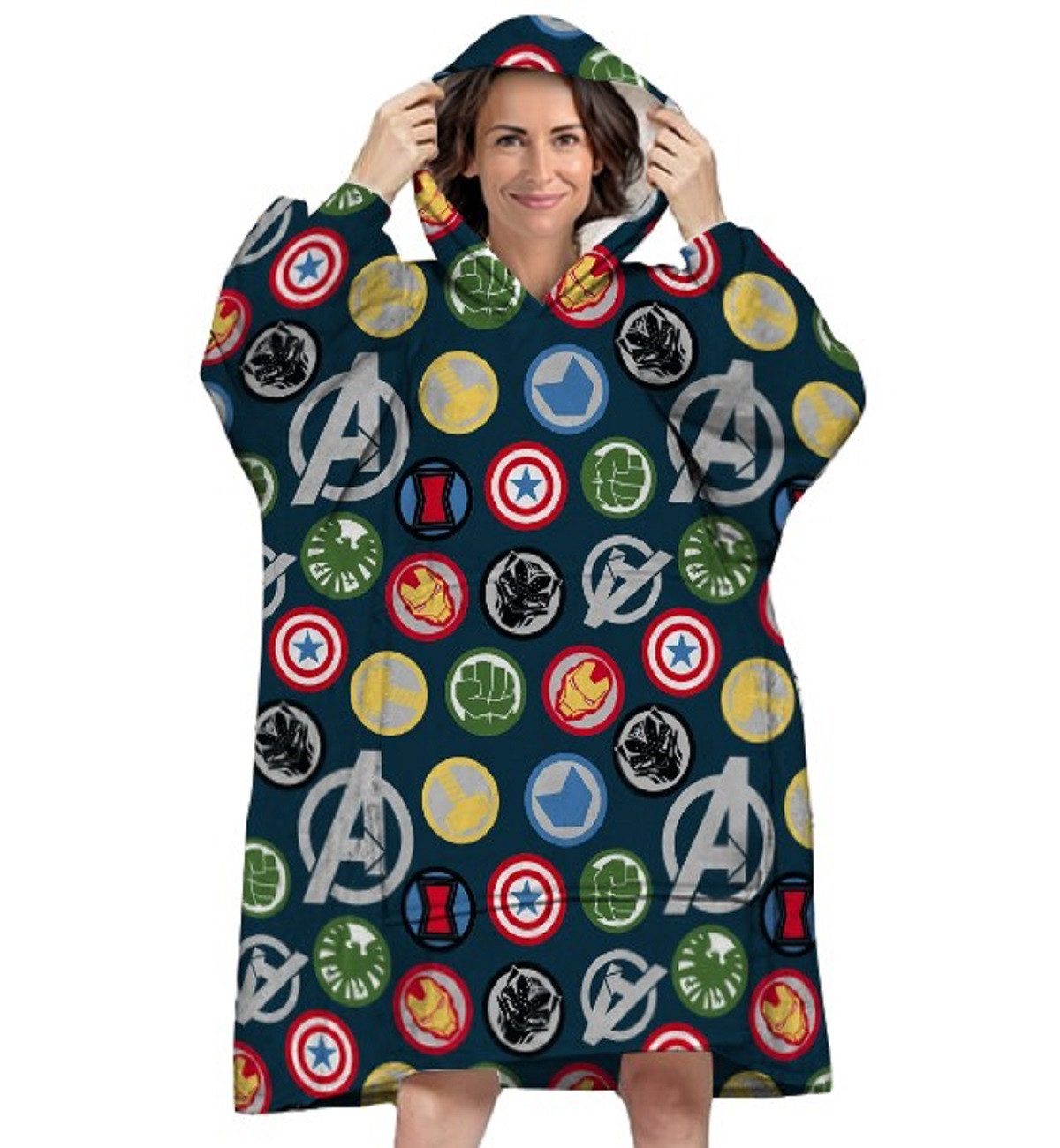 The AVENGERS Poncho - Bequemer Überwurf mit Kapuze für Erwachsene in Einhei günstig online kaufen