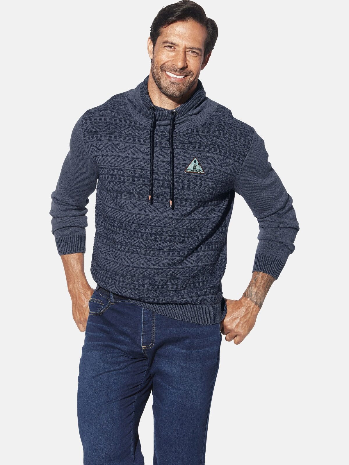 Jan Vanderstorm Schalkragenpullover AKSELGREN mit Strickmuster