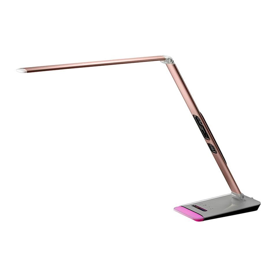 Kupferfarben Schreibtischlampe - LED mit Uhr, RGB-Farbwechsel Schreibtischlampe Dimmbar, & Touch-Funktion, Kalender mit integriert, LED LED EAXUS Temperaturanzeige, fest