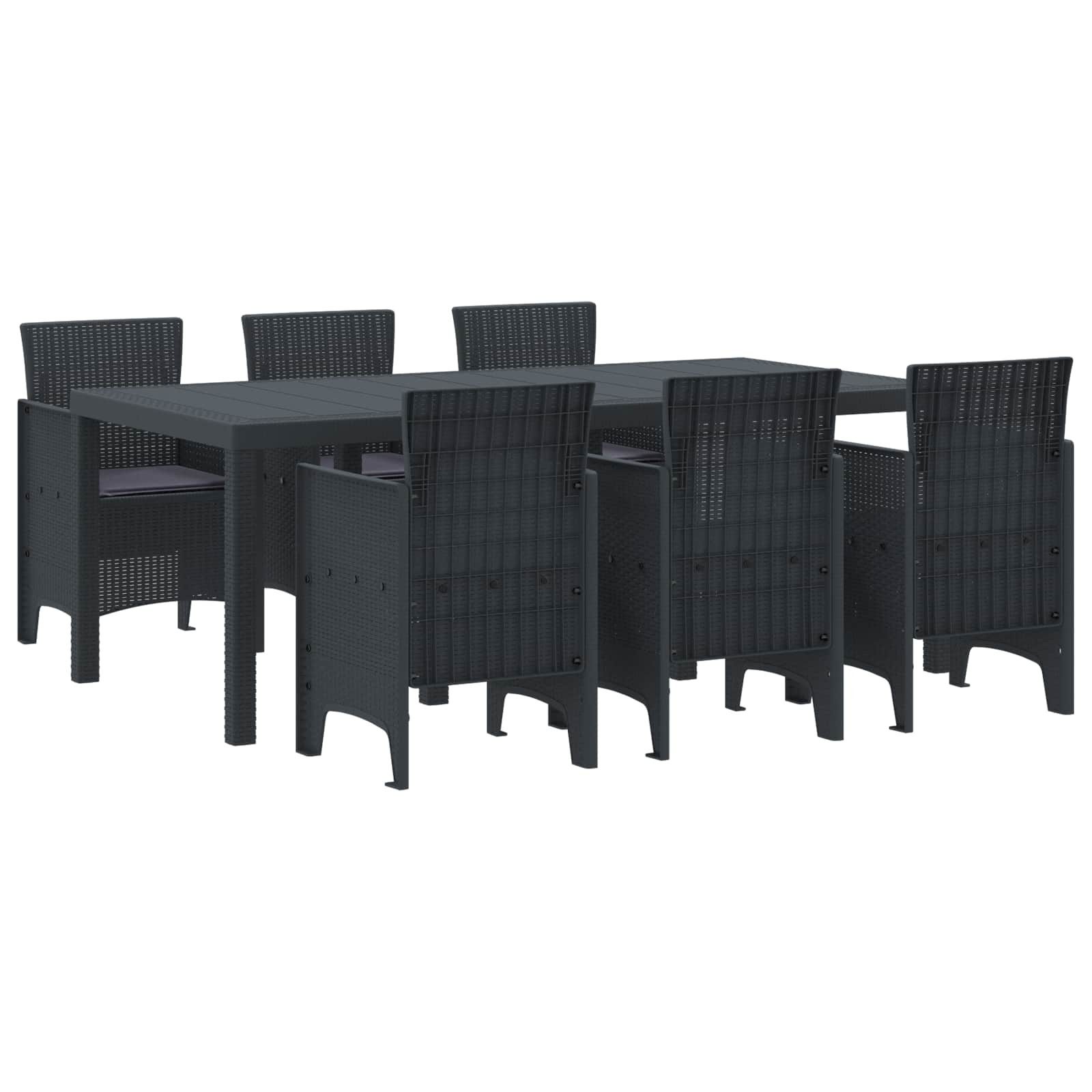 vidaXL Gartenlounge-Set Garten Essgruppe 7 pcs Anthrazit Polypropylen, (7-tlg)