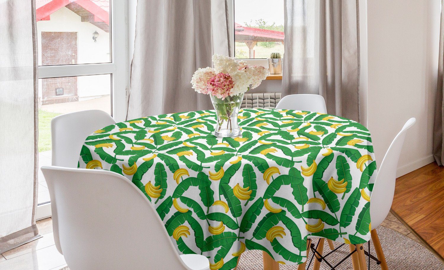 Abakuhaus Tischdecke Kreis Tischdecke Banana Esszimmer Natur Küche Abdeckung Art Dekoration, für