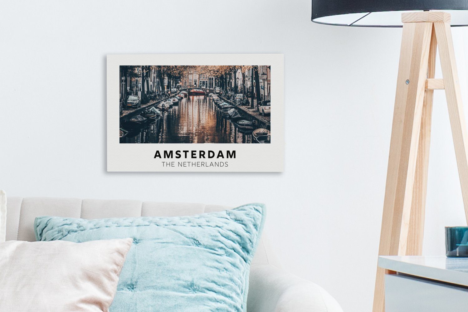 cm OneMillionCanvasses® - Wasser, Aufhängefertig, Leinwandbild Amsterdam - Wanddeko, (1 30x20 St), Leinwandbilder, Niederlande Wandbild