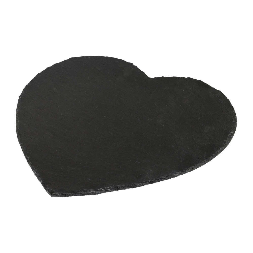 Gasper Getränkeuntersetzer Schieferplatte Herz 30cm, Deko Untersetzer Naturschiefer Gebrochen