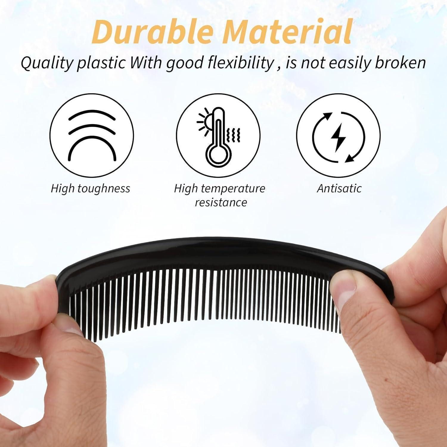 LuxusKollektion Haarkamm 18 Stück Haar Kamm Schwarz Kunststoff Taschenkamm Fein und Grobgezahnt