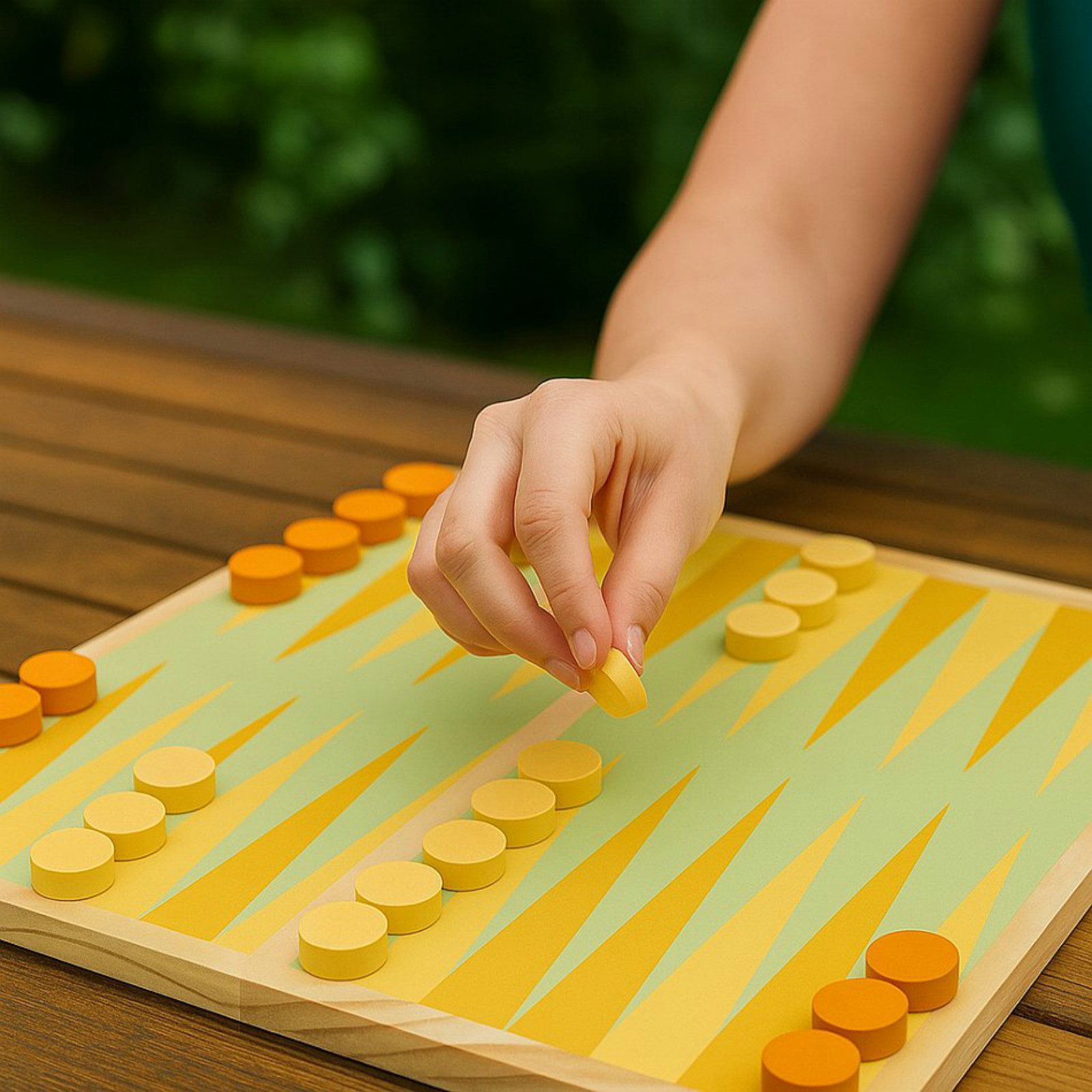 Koopman Spiel Backgammon Brettspiel Holzspiel 20x20 cm incl. Beutel, Brettspiel, Inkl. Beutel, Holzbrett, 20x20cm, Camping, Reisespiel