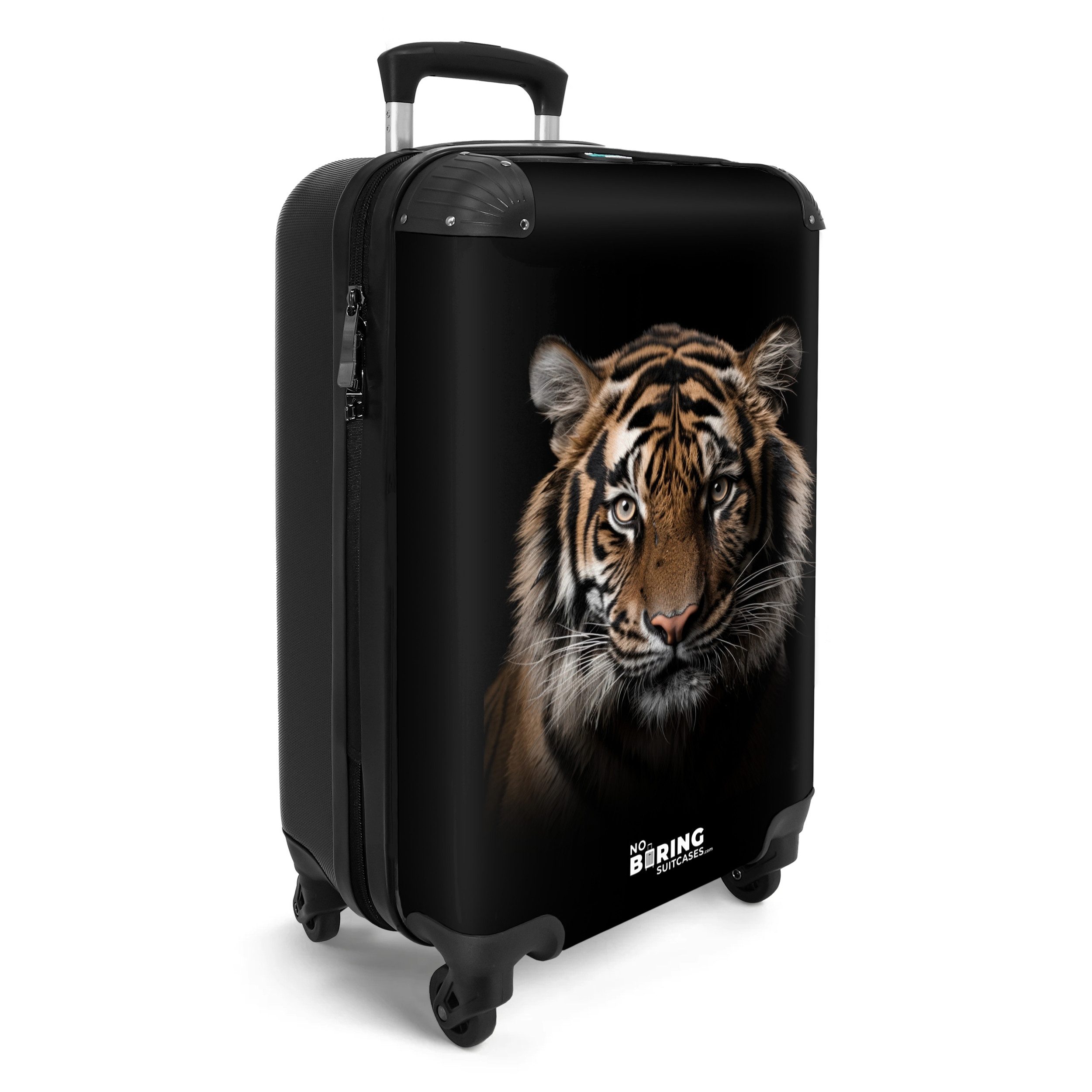 NoBoringSuitcases.com© Hartschalen-Trolley Tigerporträt mit schwarzem Hinte günstig online kaufen