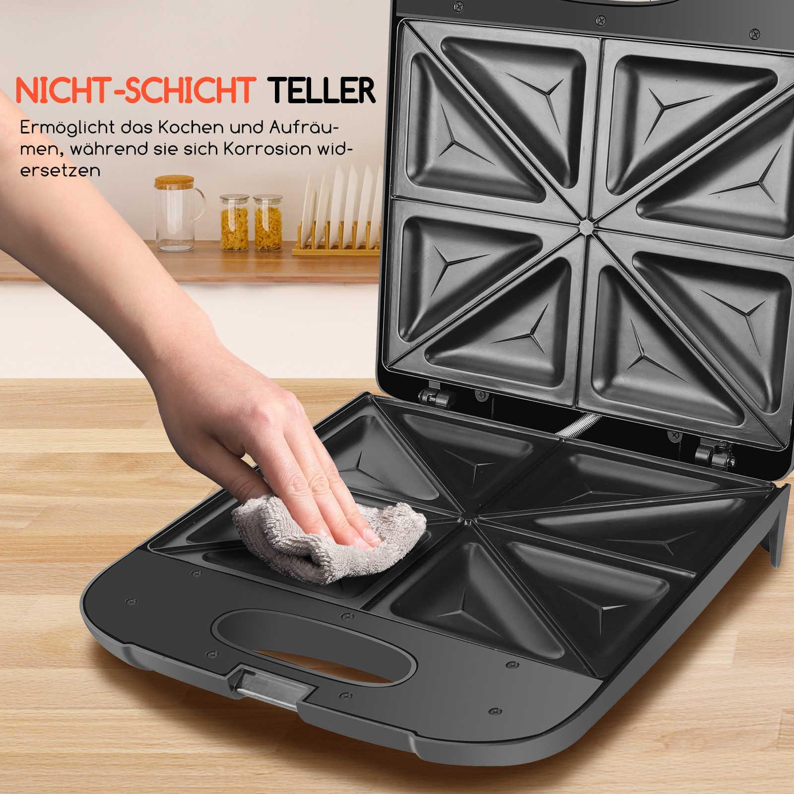 Aigostar Sandwichmaker Sandwichmaker XXL, 1400W, Automatische Temperaturregelung, Sandwichmaker XXL, 1400W, Automatische Temperaturregelung