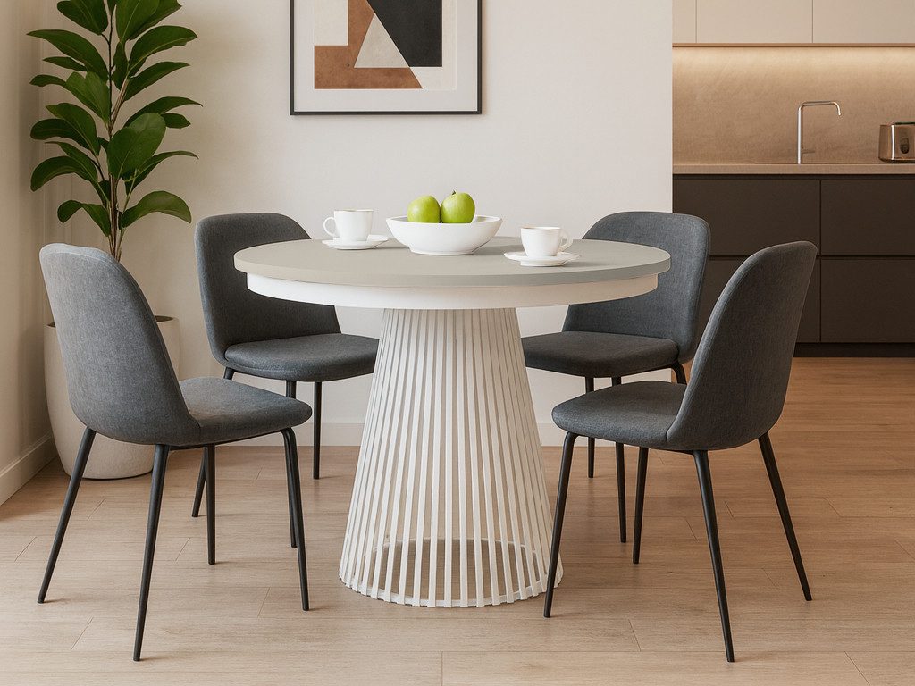 Beautysofa Esstisch Lumi im Loft-Stil, ausziehbar Ø 100–180 cm (hitze- und verfärbung beständig, Metallbeinen), verschiedene Farben