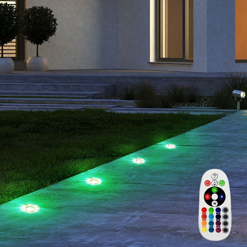 etc-shop LED Einbaustrahler, Leuchtmittel inklusive, Warmweiß, 2x Außen  Einbau Strahler Edelstahl Grundstück Boden Lampen Hof
