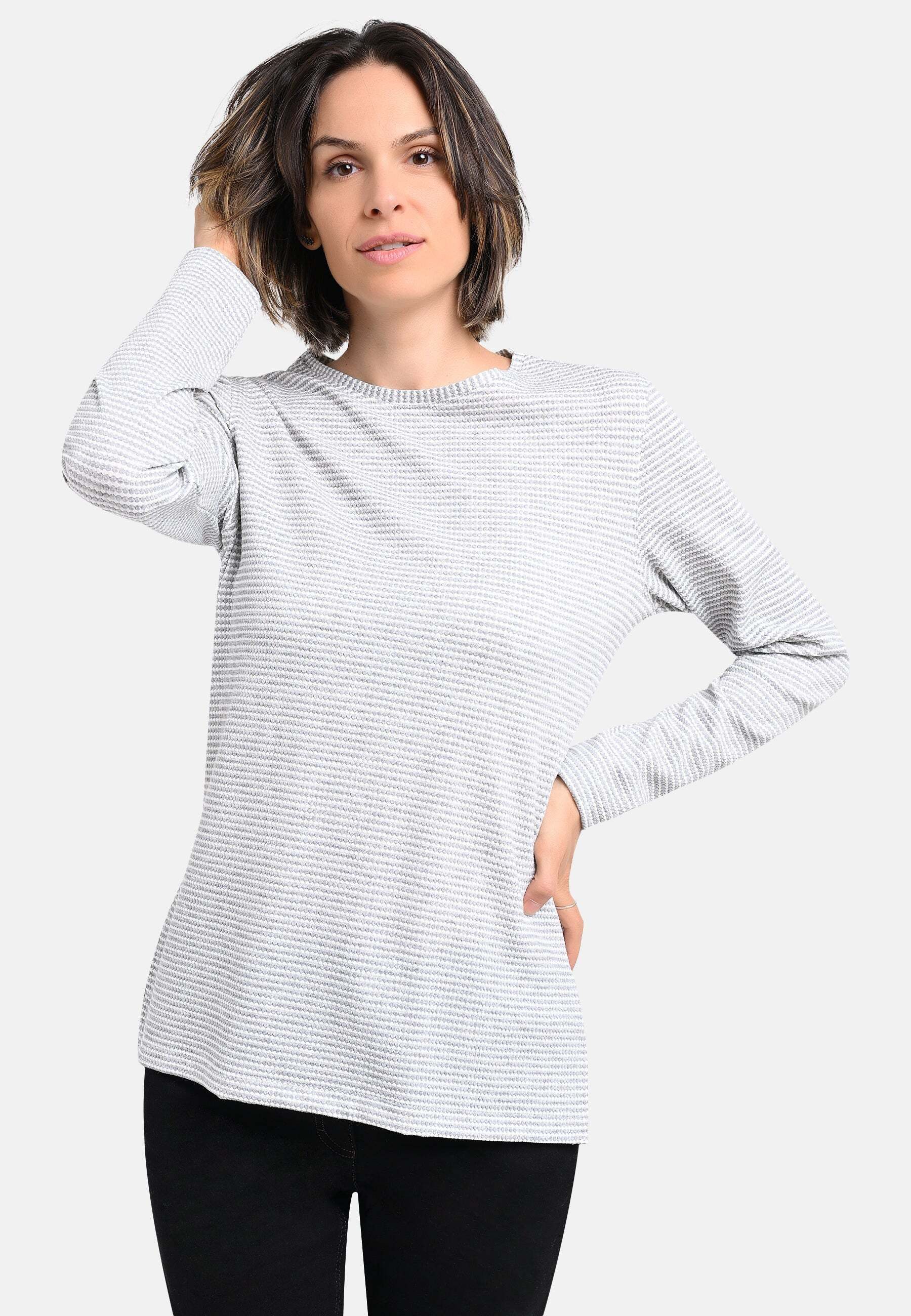 BICALLA T-Shirt Shirt mit grafischem Muster in Grau/Weiß (1-tlg)