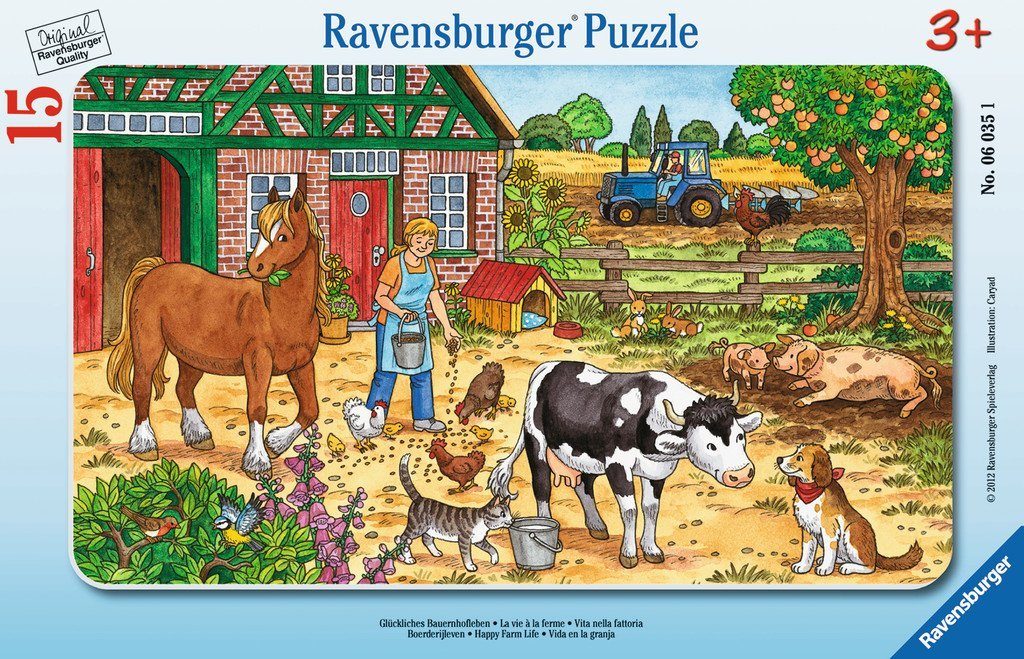 Ravensburger Puzzle Rahmen Puzzle Glückliches Bauernhofleben 06035, 15 Puzzleteile