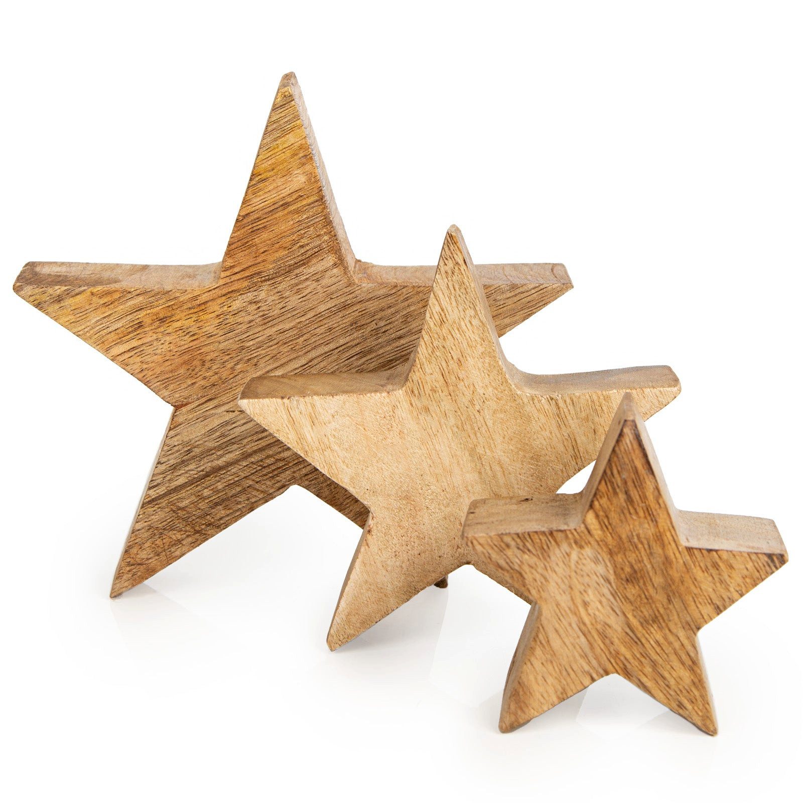 Logbuch-Verlag Dekofigur 3 massive Sterne aus Holz, braun, 10 x 10 x 4 cm b günstig online kaufen