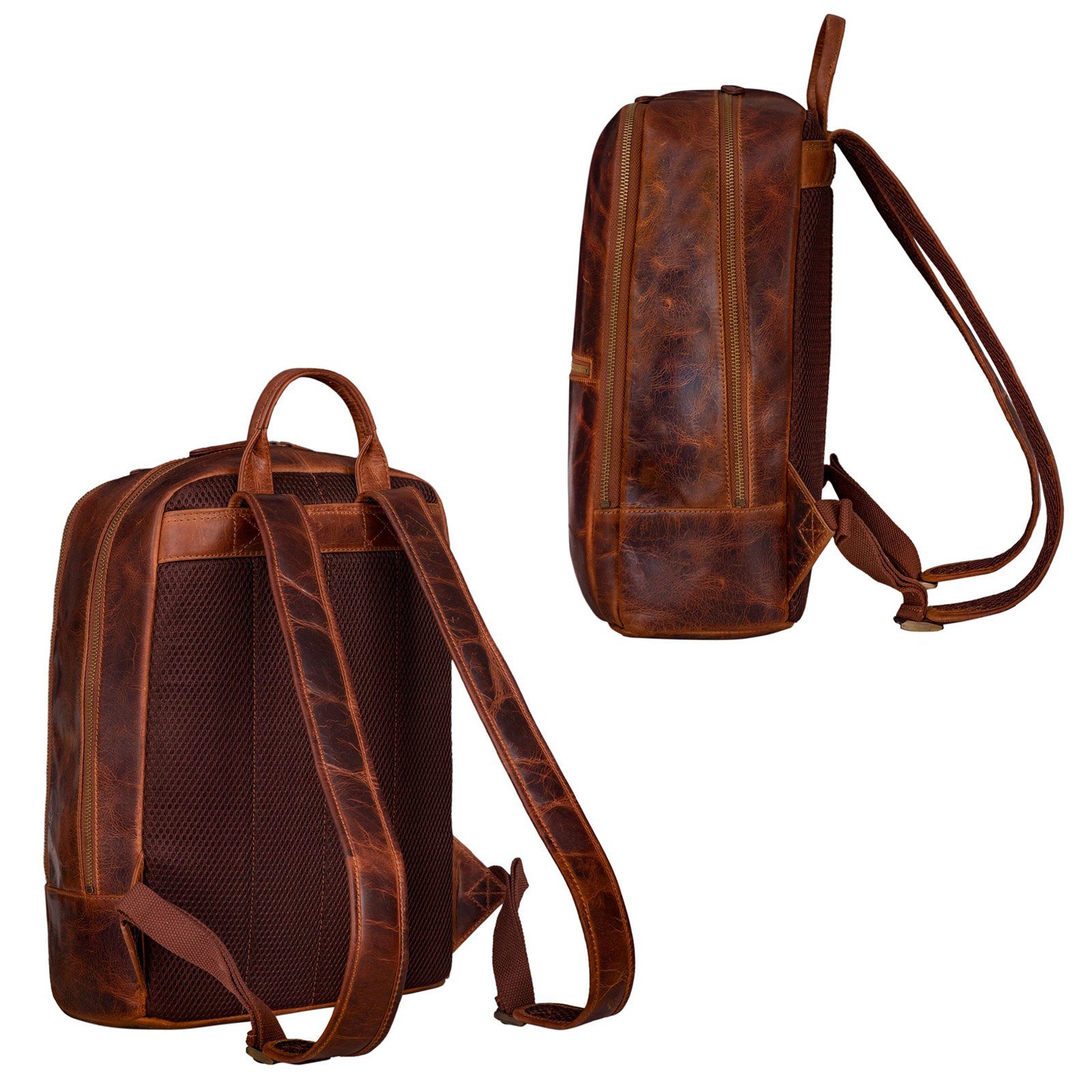 STILORD Notebook-Rucksack Lederrucksack "Kellis" cognac kara Groß - Vintage