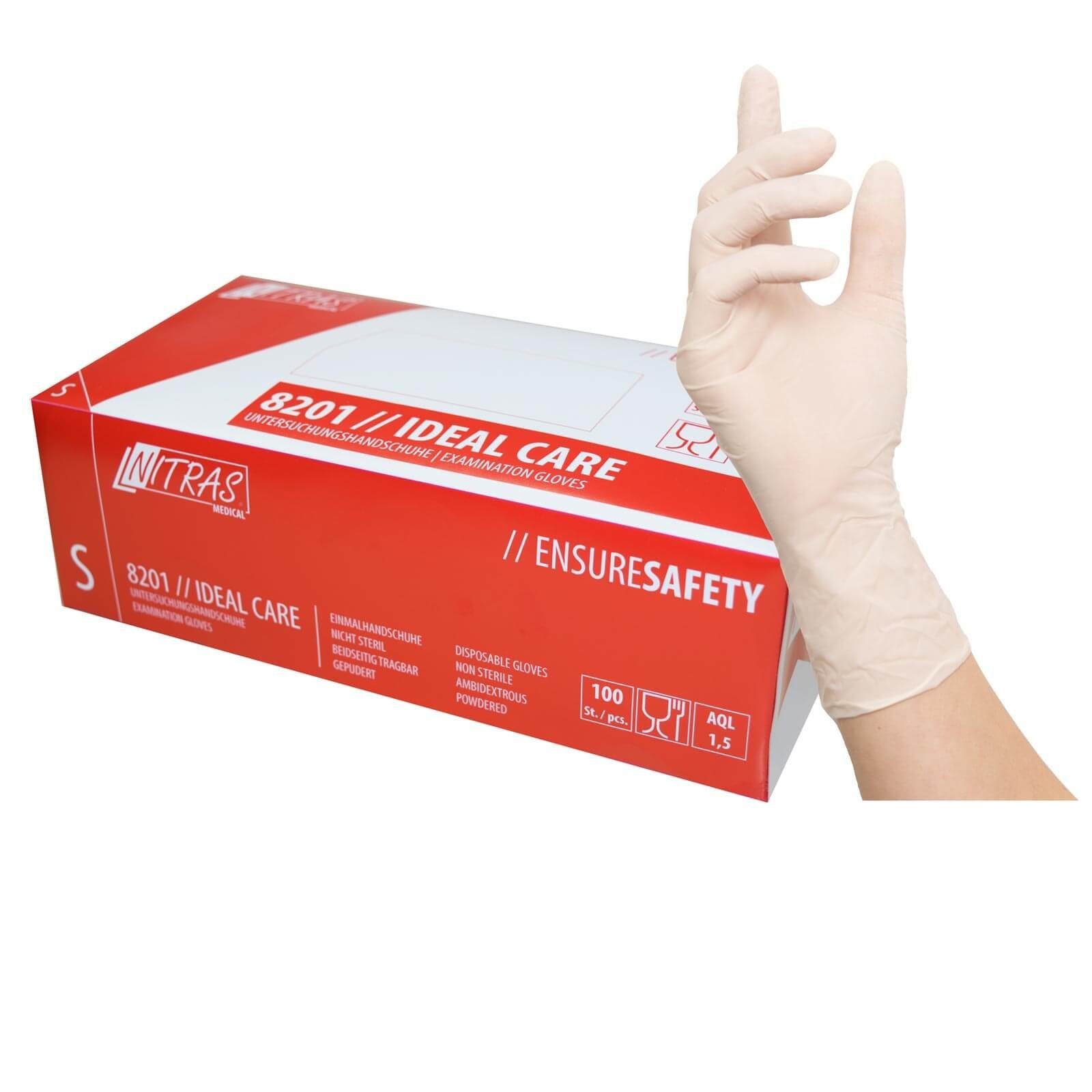 Einweghandschuhe Nitras Stück Care Latex Einmalhandschuhe, Medical 100 (Spar-Set) 8201 Handschuhe, Ideal NITRAS