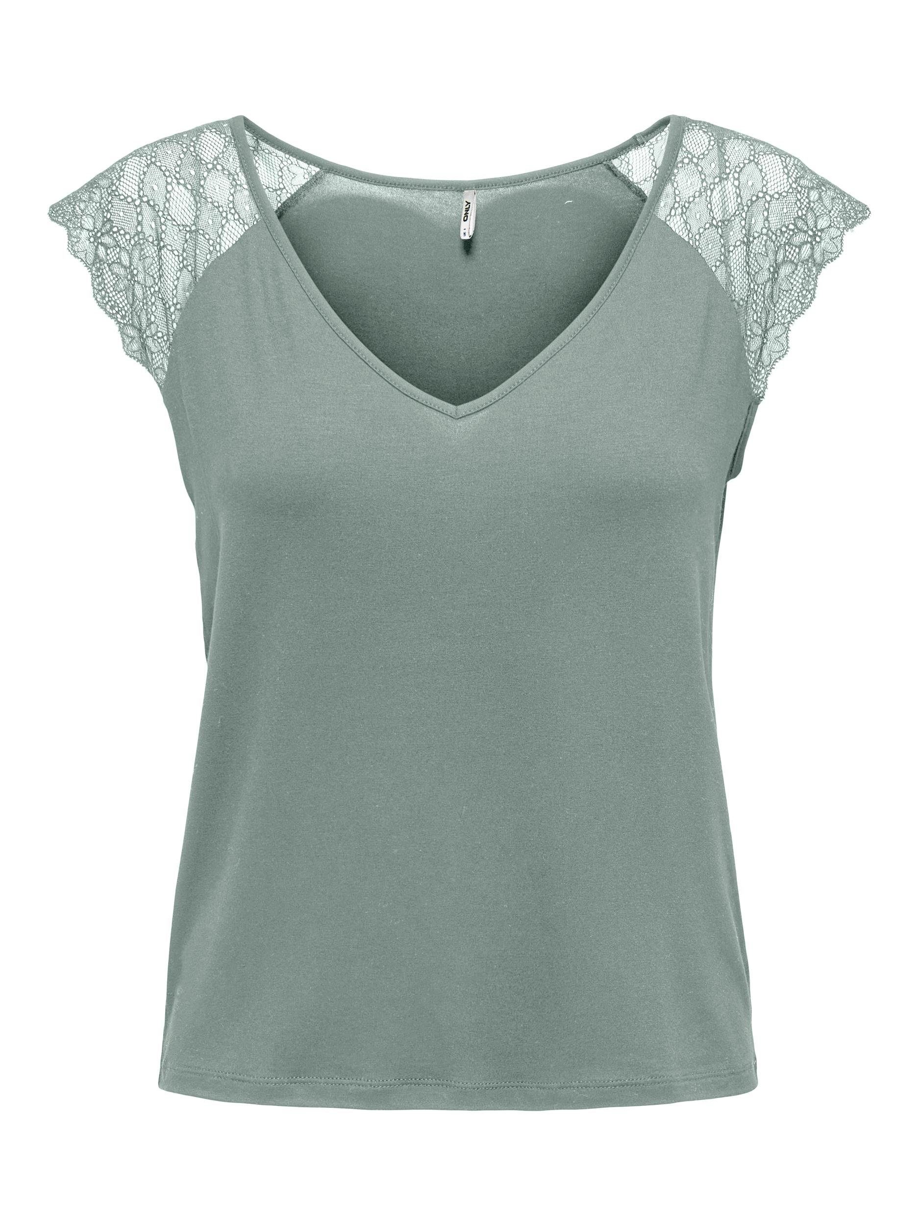 ONLY V-Shirt ONLPETRA S/S LACE MIX TOP CS JRS günstig online kaufen