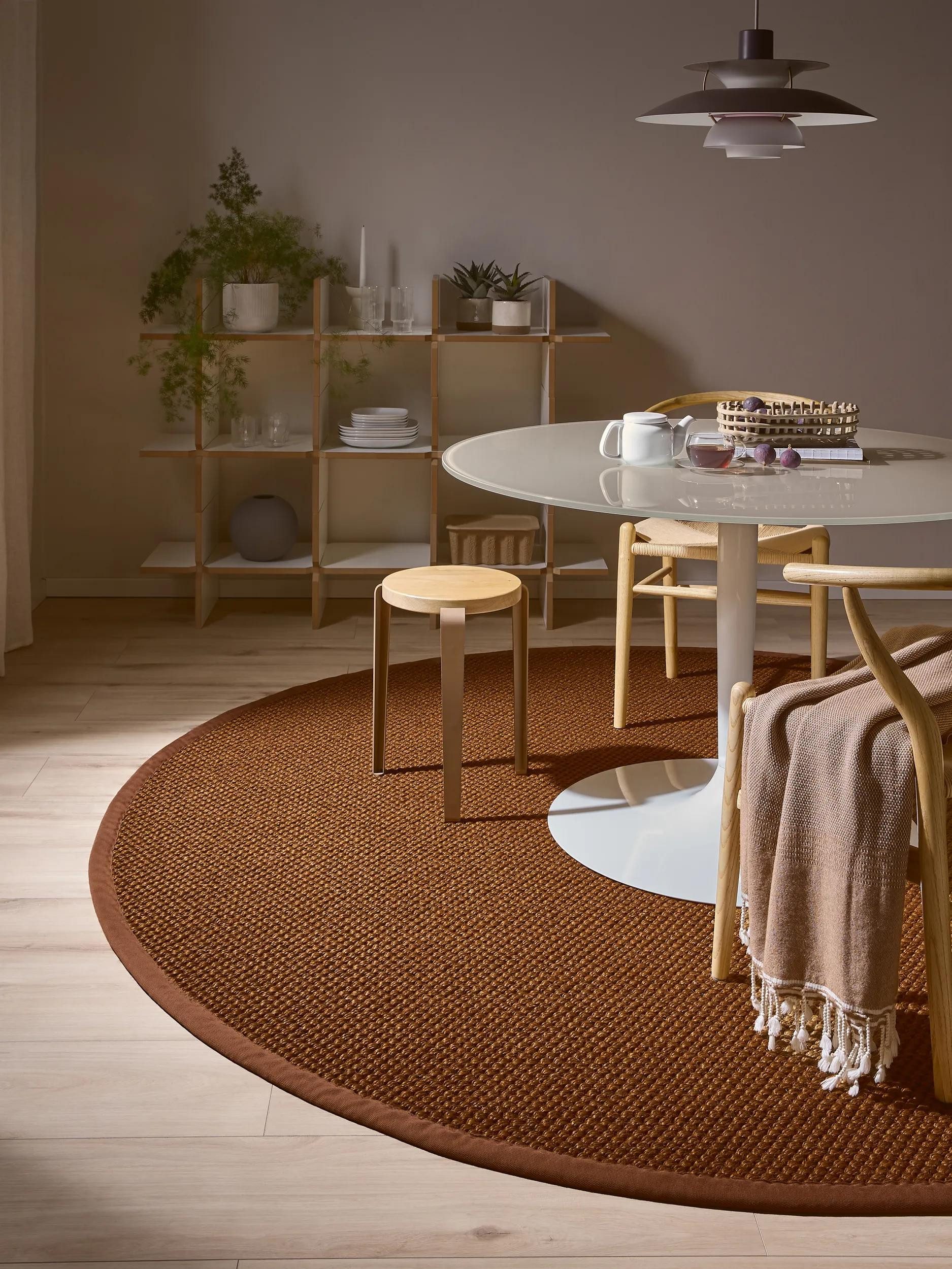 benuta Sisalteppich Greta, rund, Höhe: 5 mm, 100% Sisal Naturfaser, Teppich Wohnzimmer, Esszimmer, Schlafzimmer