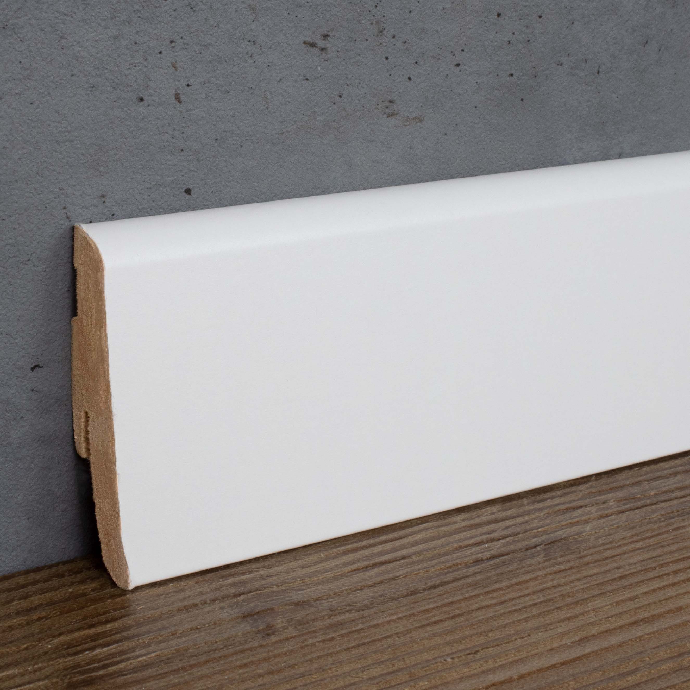 PROVISTON Sockelleiste MDF, 19 x 58 x 2400 mm, Weiß, Fußleiste, MDF foliert