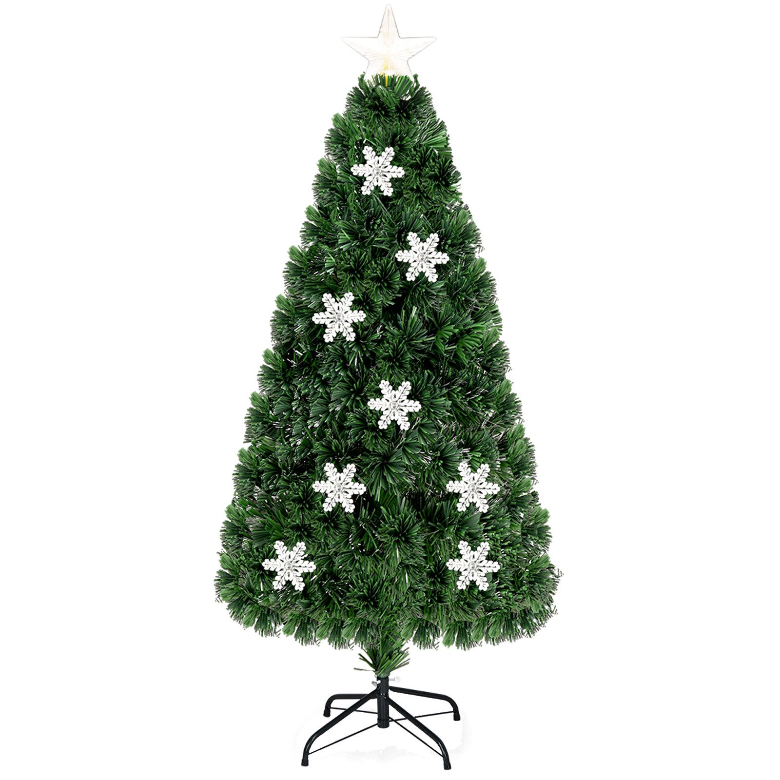 COSTWAY Künstlicher Weihnachtsbaum, mit 170 PVC Nadeln, 24 LEDs, Sternspitze