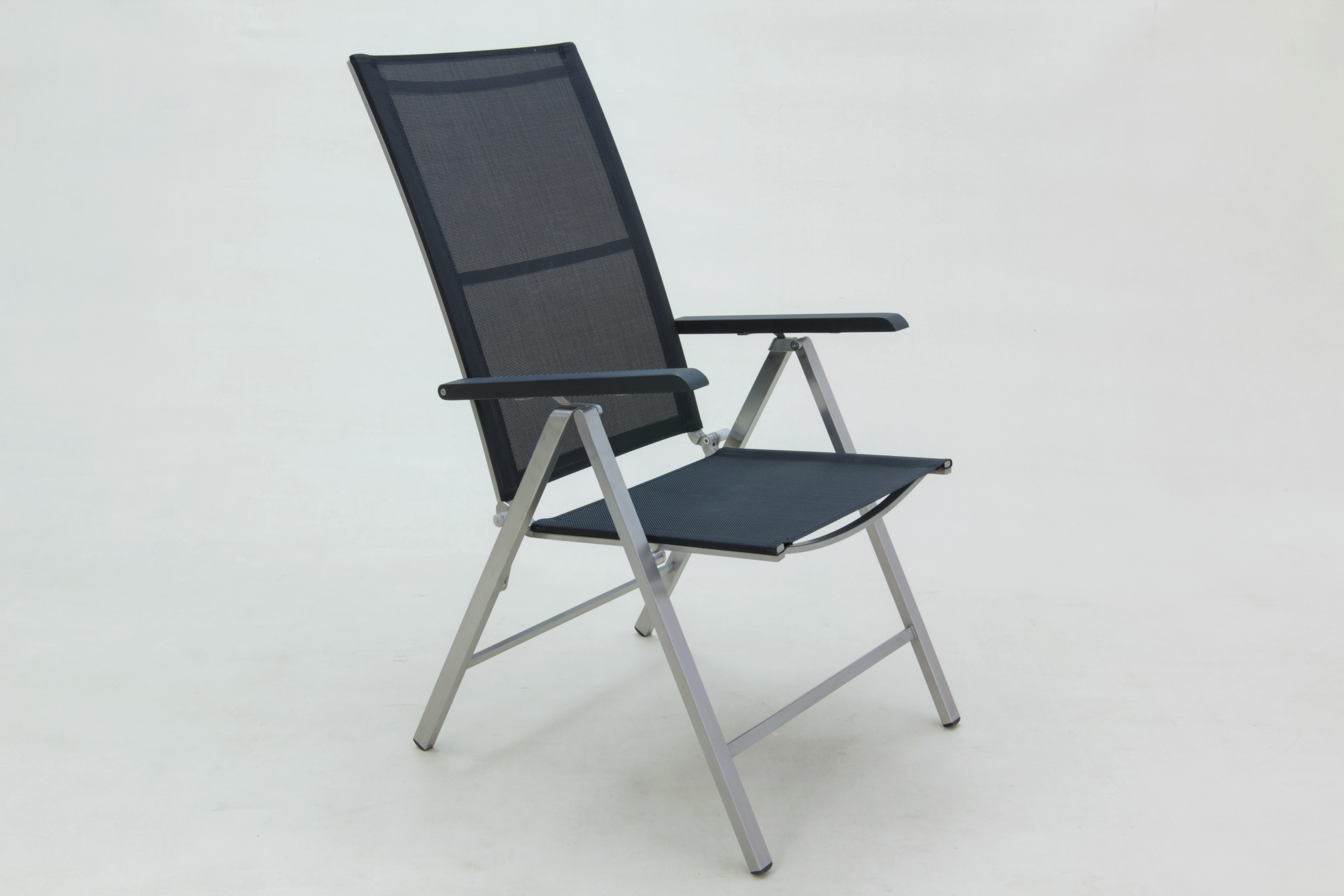 Fritz Müller Metallwarenfabrik GmbH Gartenstuhl Meran schwarz Edelstahl Klappstuhl (1 Klappsessel), klappbar / wetterfest / 120 kg Tragkraft