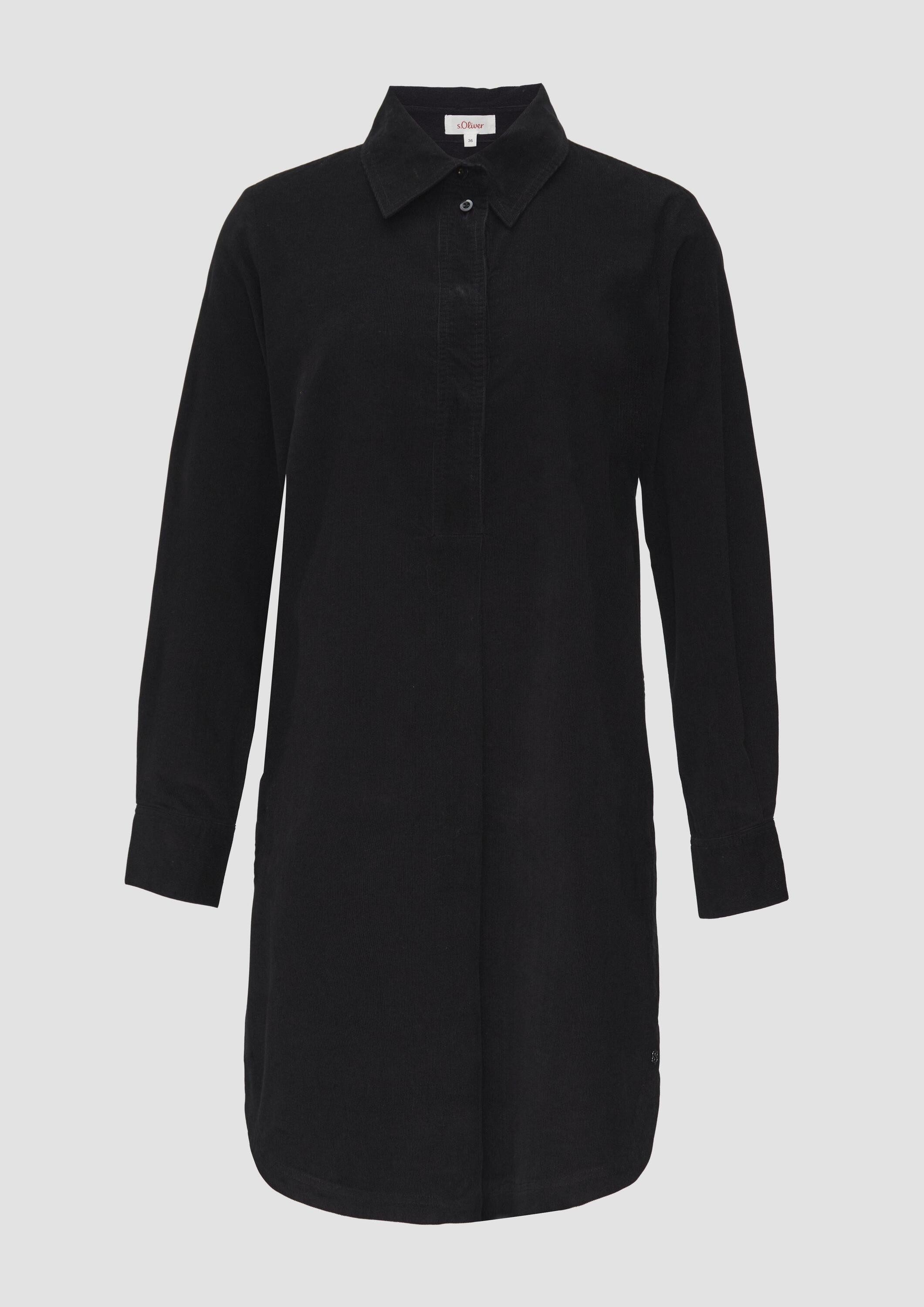 s.Oliver Minikleid Kleid Hemdblusenkleid aus Feincord mit seitlichen Eingrifftaschen