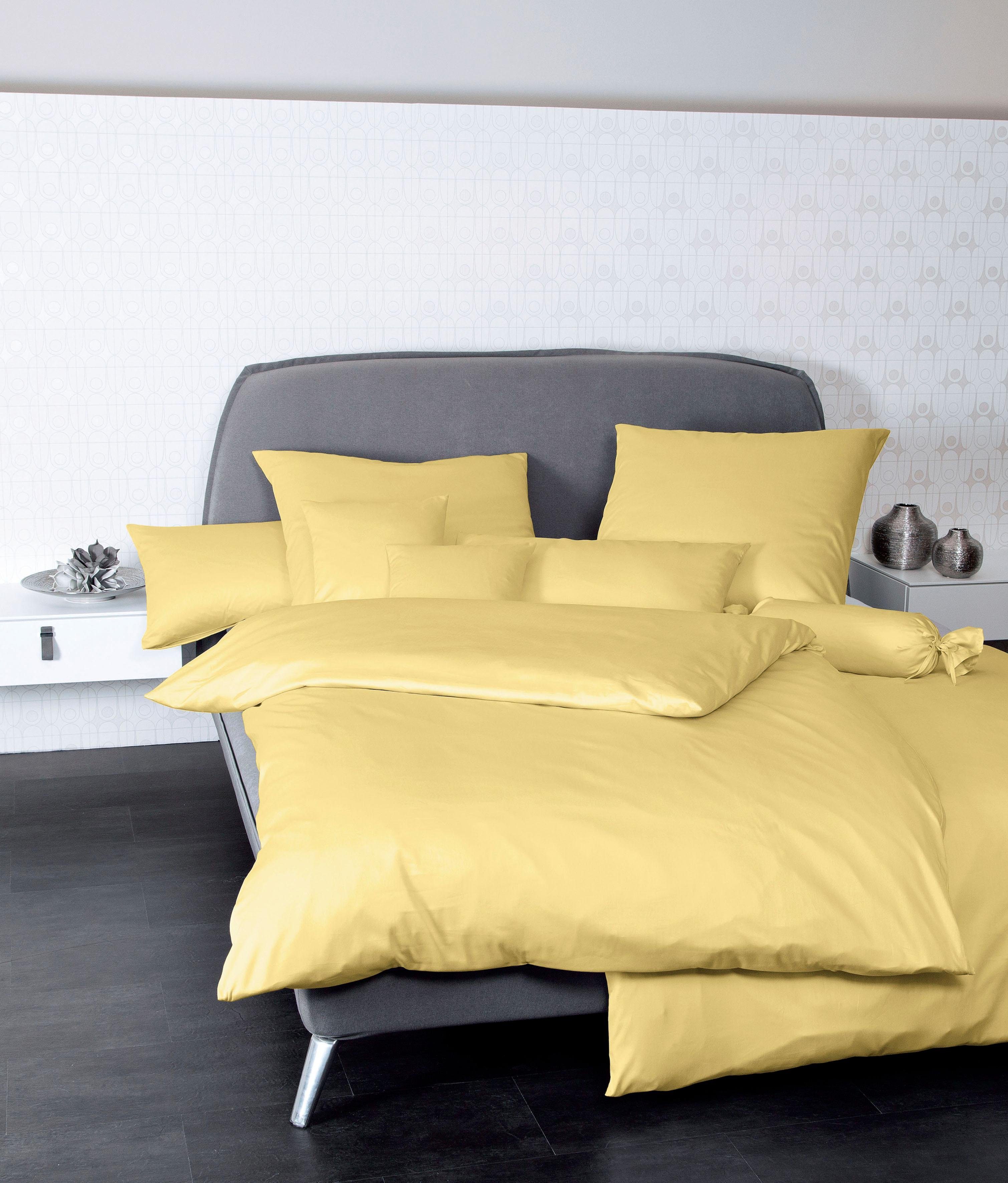Janine Bettwäsche Colors 31001, Mako-Satin, 3 teilig, feinfädige uni Bettwäsche für alle Jahreszeiten, Markenreißverschluss