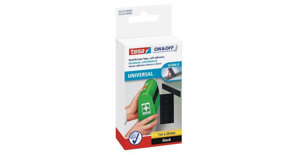 tesa Klebehaken tesa On & Off Klettband 1 m x 20 mm, schwarz