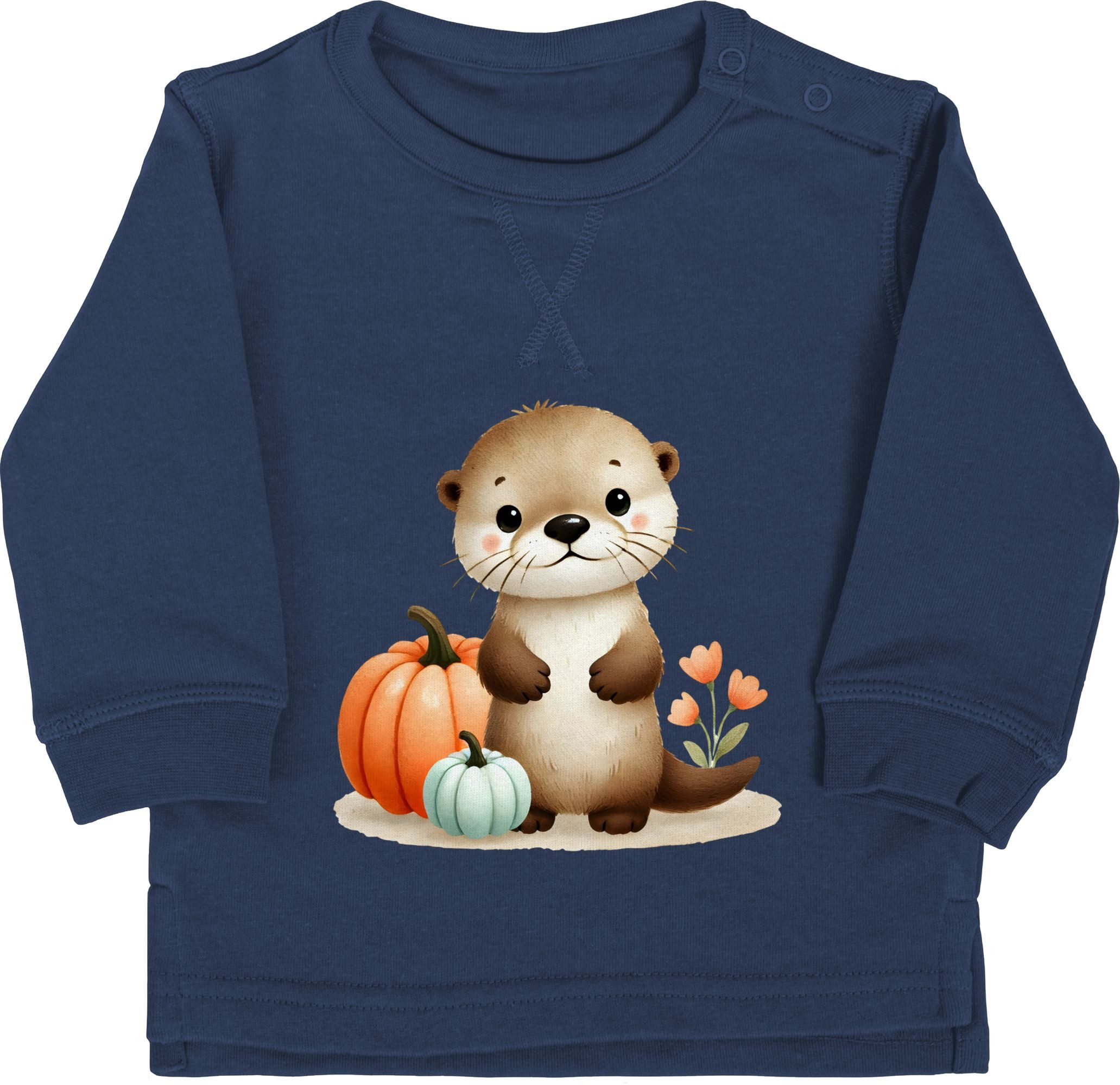 Sweatshirt Süßer Otter mit Kürbis, Herbstliches Baby und Kinder Motiv, Niedlich