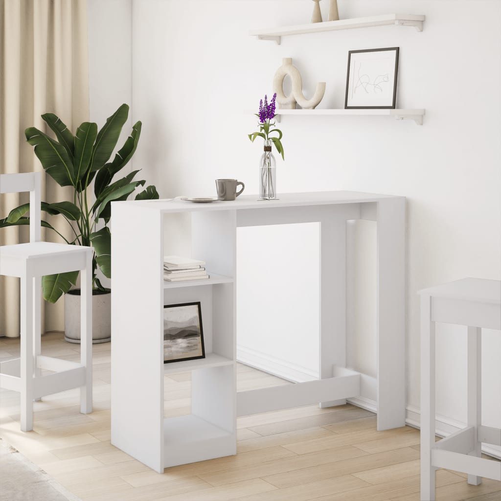 vidaXL Esstisch Bartisch mit Regal Weiß günstig online kaufen