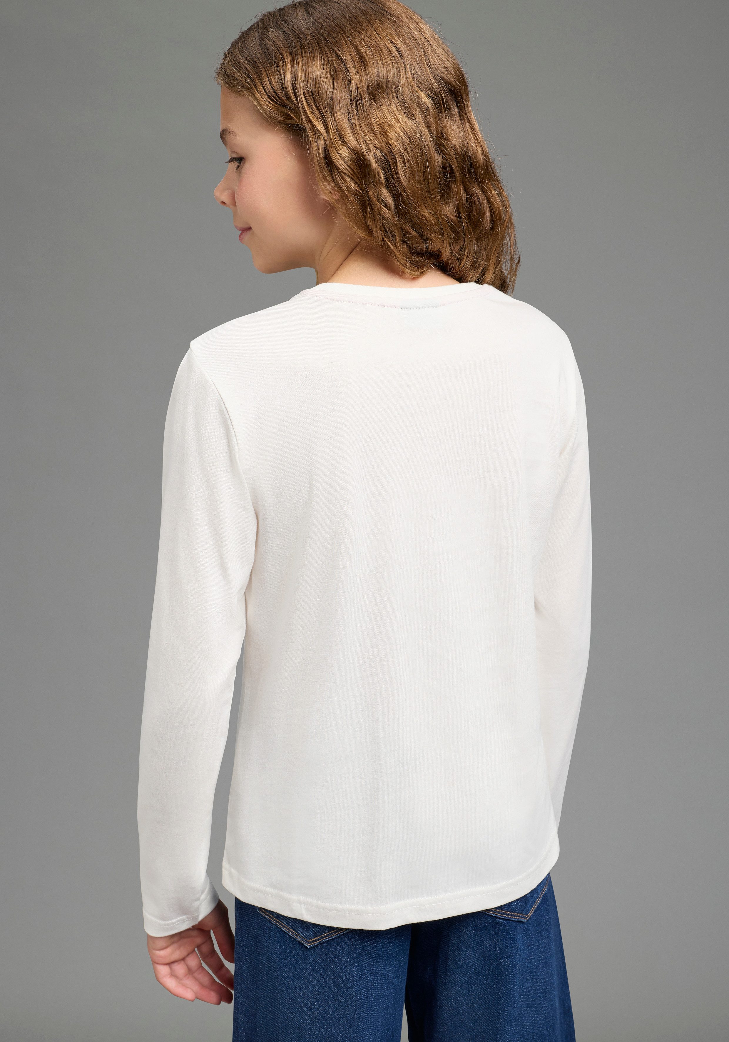 KIDSWORLD Langarmshirt Shirt mit Frottee-Applikation: DACKEL Shirt für Dackel-Fans, Basic-Stil, mit modischer Frottee-Applikation