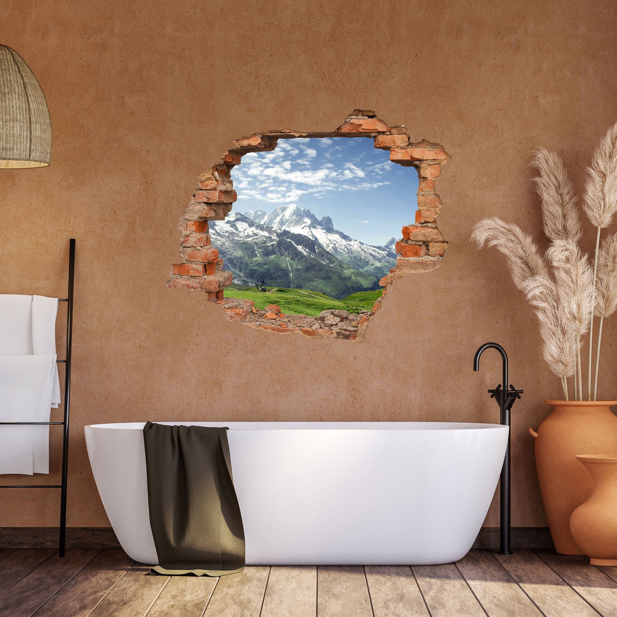 WallSpirit Wandtattoo Wanddurchbruch "Almwiese und Berge", günstig online kaufen