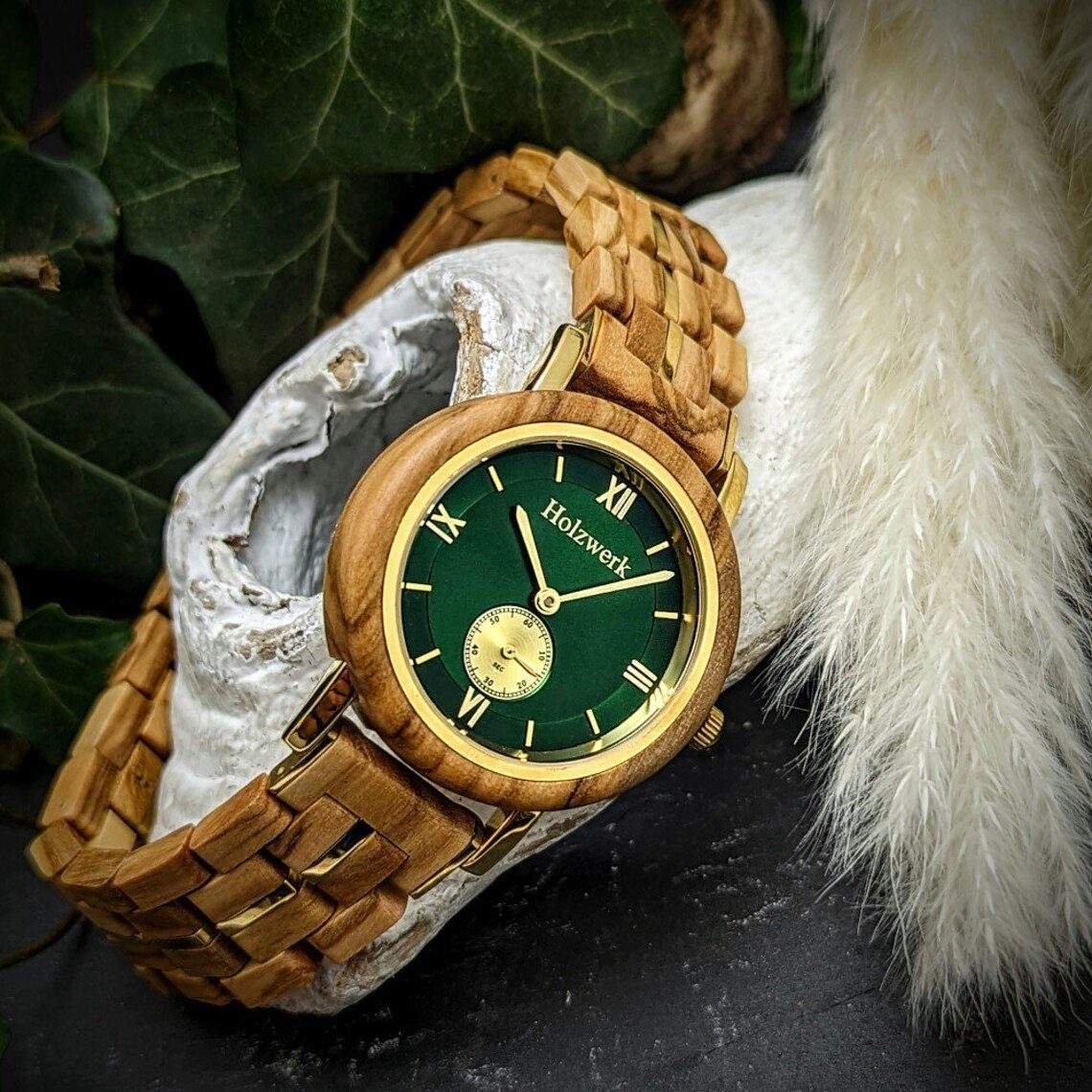 Holzwerk Quarzuhr kleine Damen Designer Holz & Edelstahl Armband Uhr, (inklusive Armbandkürzer), Holz Unikate, ideal auch als Geschenk, Quarzwerk