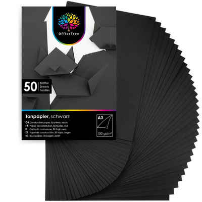 OfficeTree Transparentpapier »50 Blatt Bastelpapier schwarz«, Tonpapier A3 130g/m² zum Basteln und Gestalten