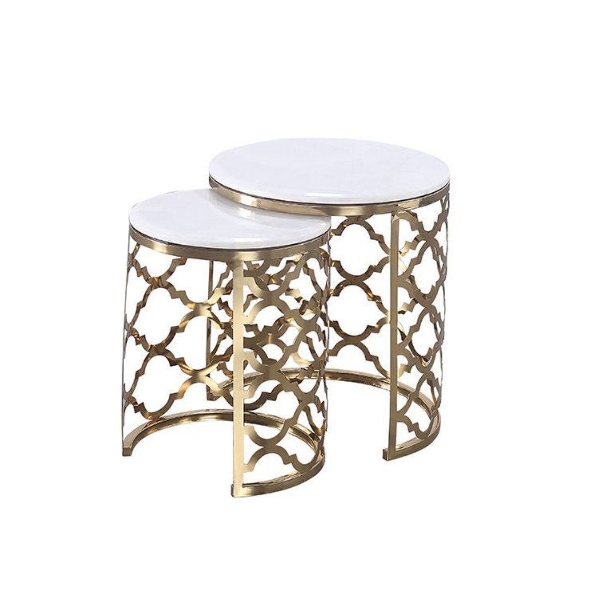 alesvelt Beistelltisch FORLI 2-teilig Ø50X55CM (2er Set), Marmoroptik
