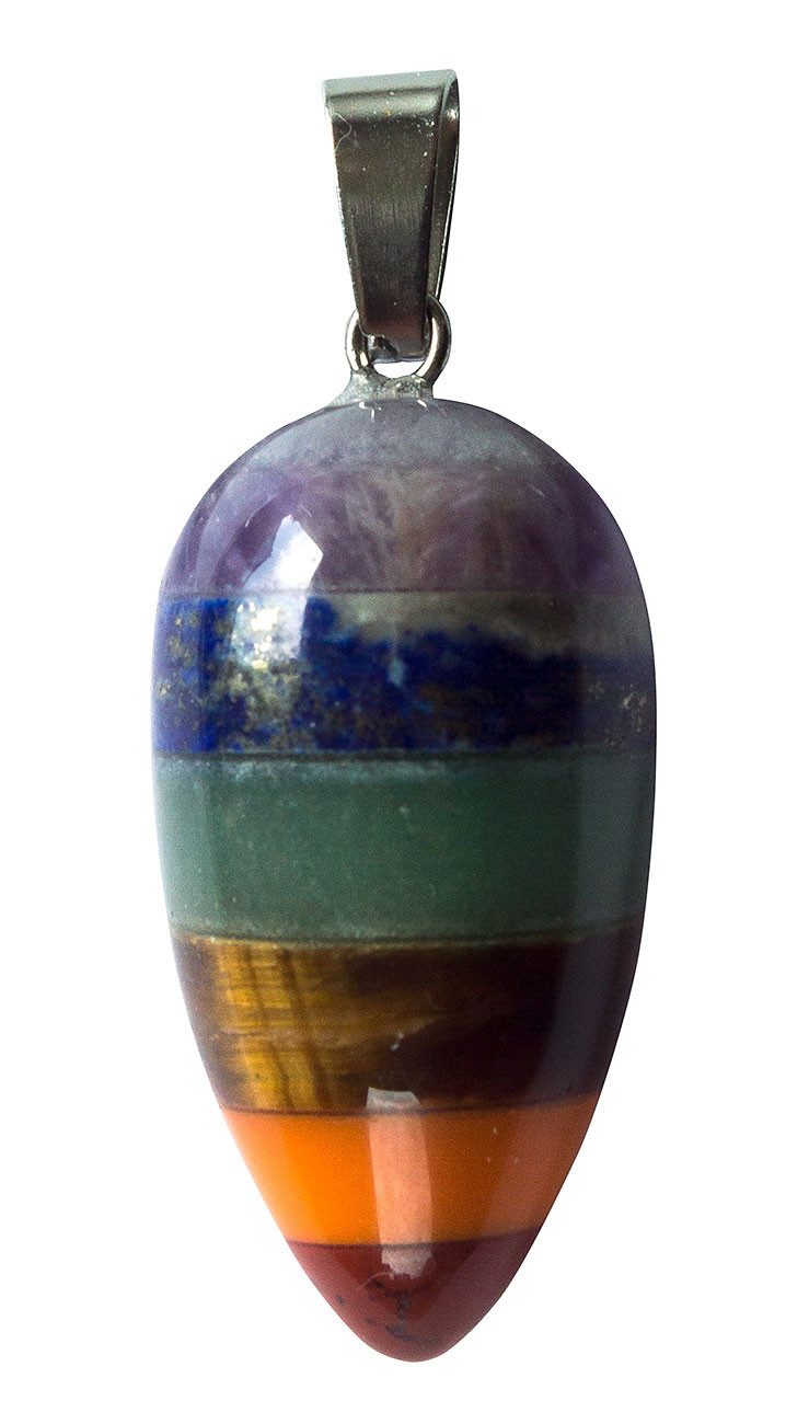 Saraswati Amulett Anhänger Chakra Rainbow Multistone Tropfen 1,5x3cm