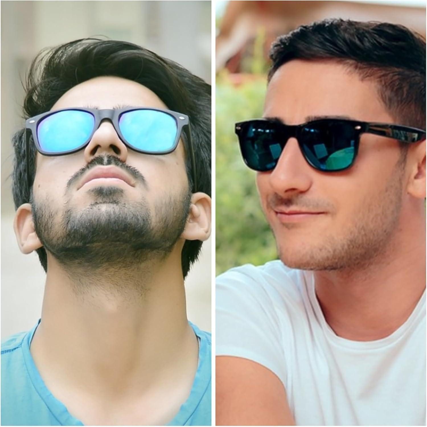 LuxusKollektion Retrosonnenbrille Sonnenbrille 6er Set Neon Vintage Party Herren Damen Mirror Blue