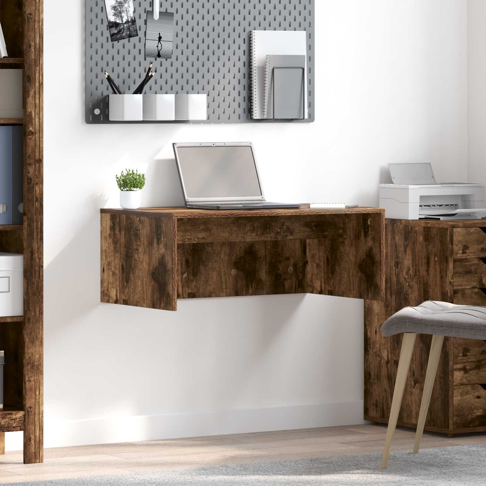 vidaXL Schreibtisch Wandtisch Geräucherte Eiche Holzwerkstoff 80 x 45 x 30 cm (1-St)