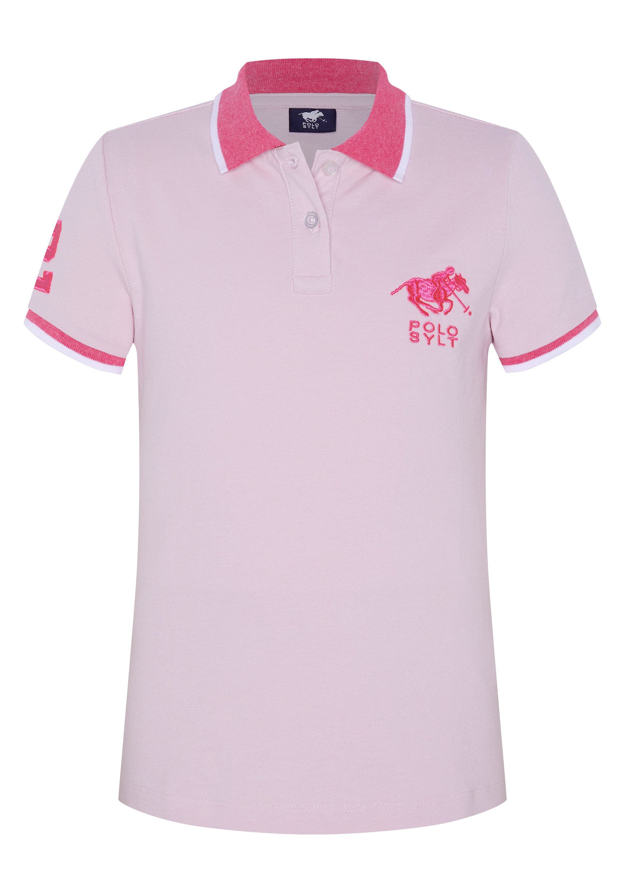 Polo Sylt Poloshirt mit farblich abgesetztem Kragen 13-2806 Pink Lady | Poloshirts