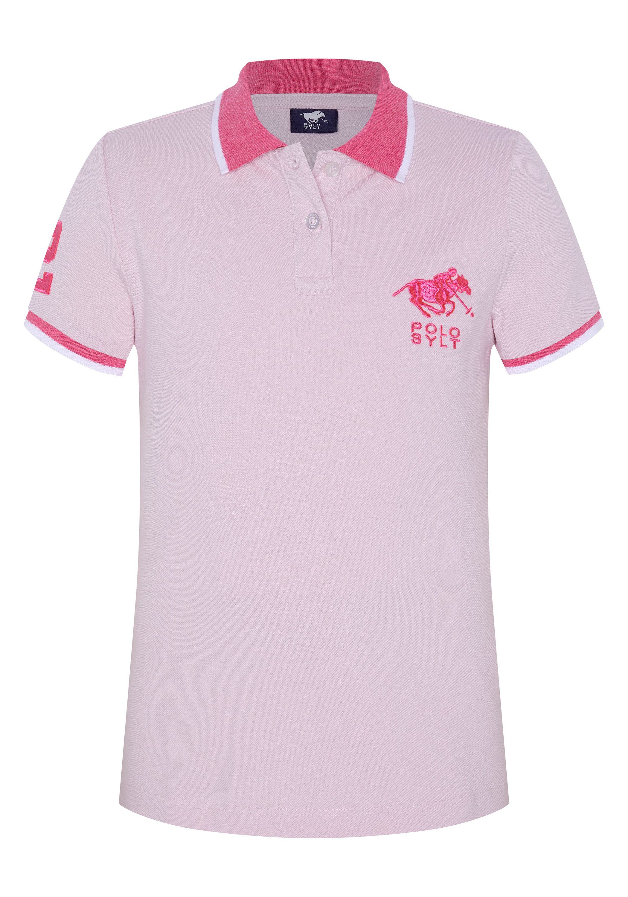 Kragen Sylt mit Polo Lady farblich abgesetztem Pink Poloshirt 13-2806