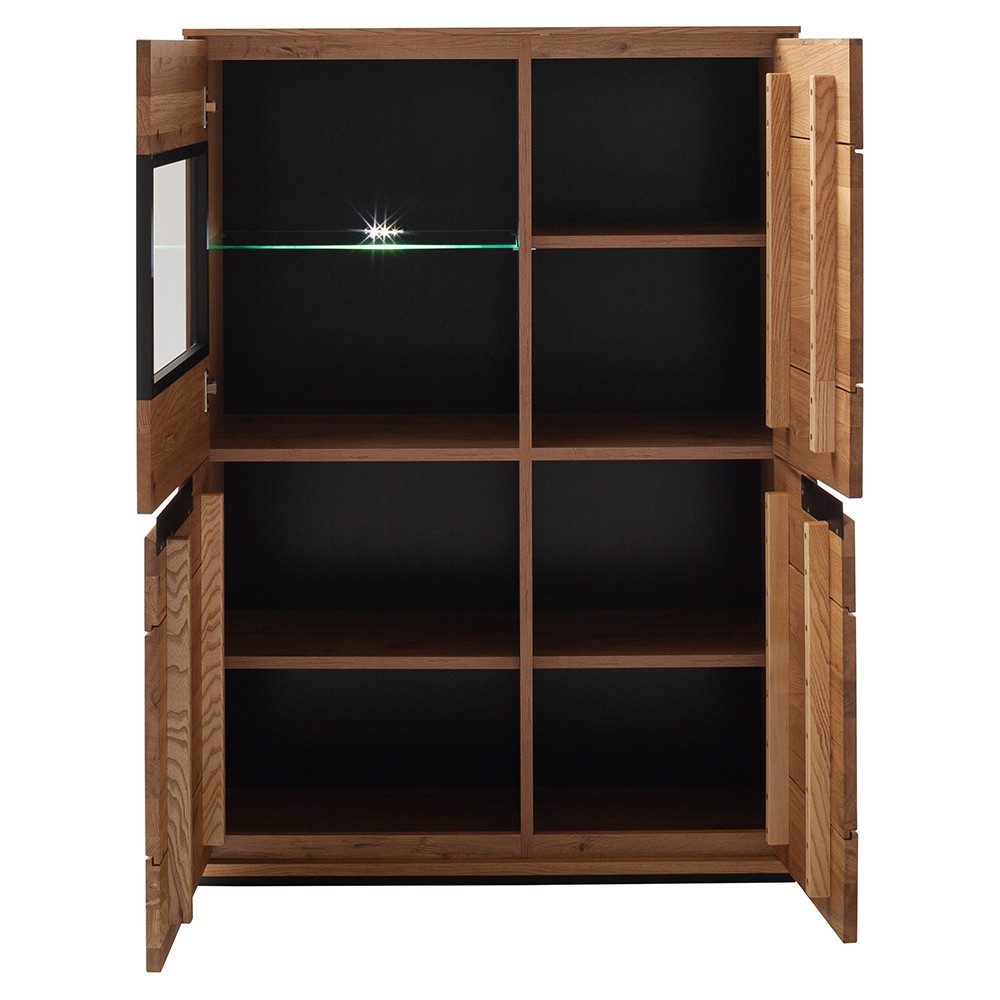 Lomadox Highboard AVESTA-06, in Eiche teilmassiv, 93 cm breit, inkl. LED-Beleuchtung