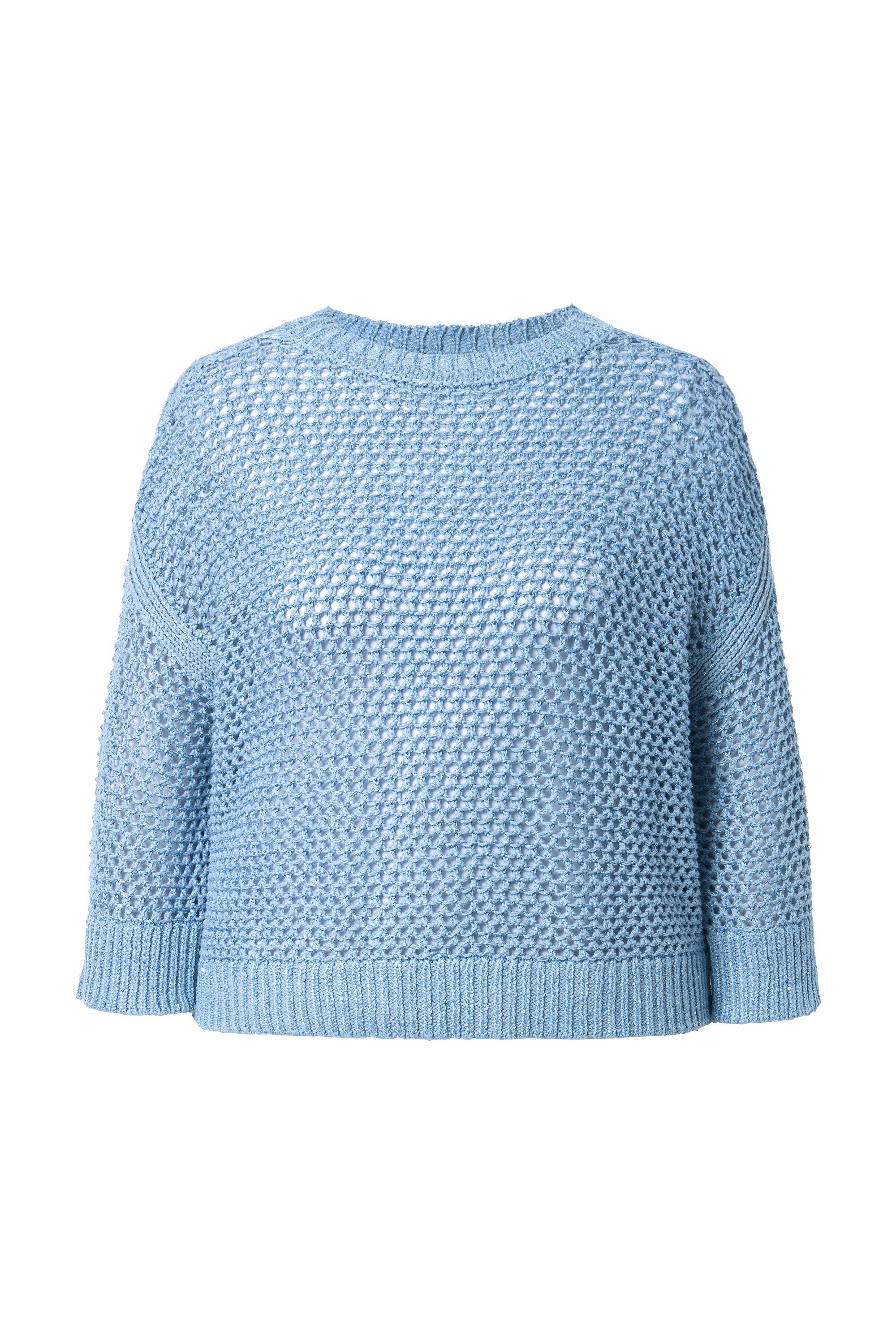 Strickpullover Pullover Pailletten Oversized Rundhals 3/4-Arm