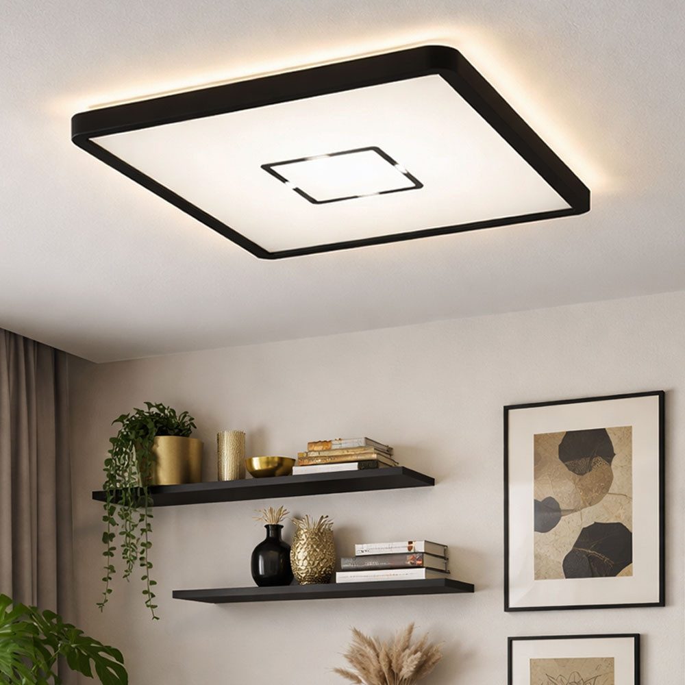 Briloner Leuchten LED Deckenleuchte, LED-Leuchtmittel fest verbaut, Neutralweiß, Deckenlampe Deckenleuchte Backlight Wohnzimmerlampe schwarz LED 29,3cm