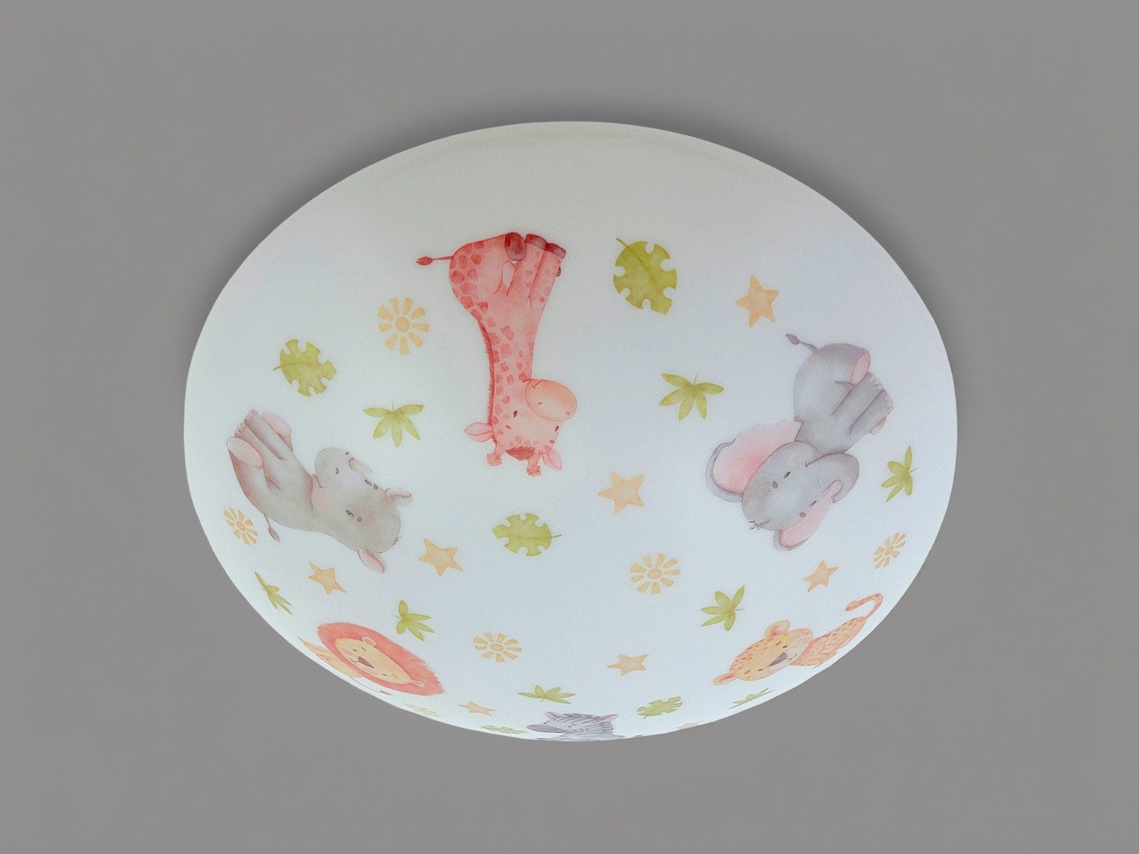 niermann LED Deckenleuchte mit Tiere Afrikas Motiv, Ø 35cm, Dimmfunktion, Über Schalter in 3 Stufen dimmbar, LED wechselbar, Warmweiß, Coole Kinder-Lampe flach für die Decke im Jugendzimmer