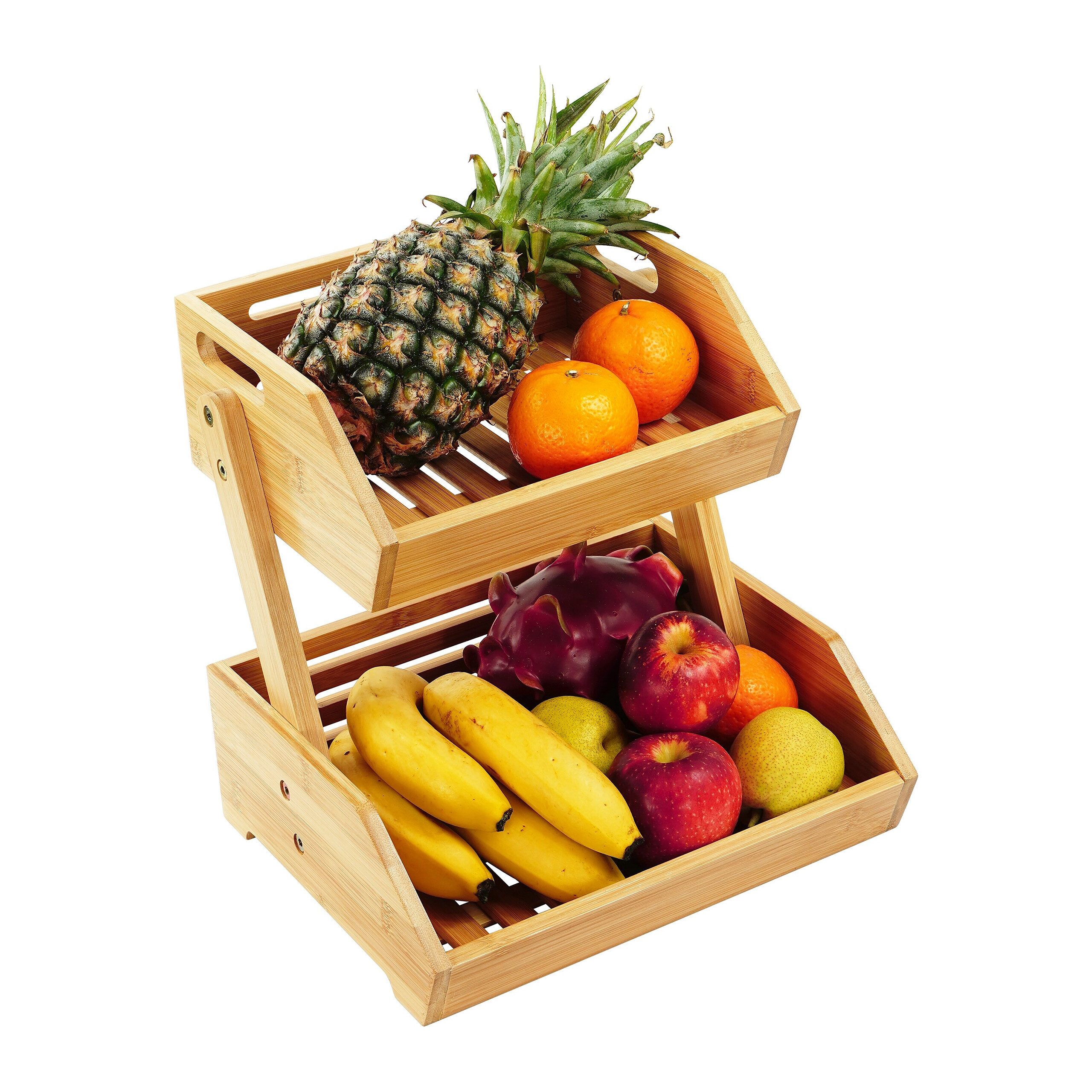 relaxdays Obstschale Obst Etagere Bambus, Bambus, 2