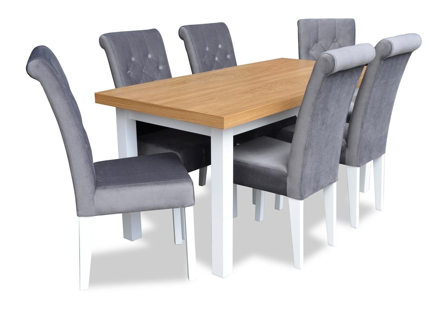 Klassische Stühlen mit 6 7tlg Esszimmer Essgruppe, JVmoebel Tischgruppe Garnitur Rechteckig Esstisch