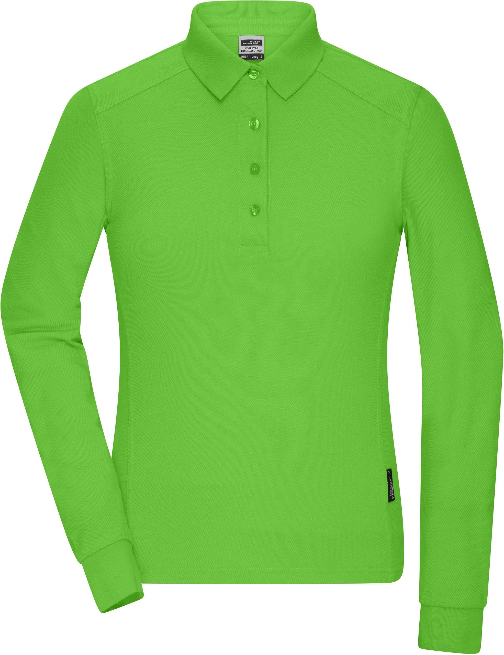 James & Nicholson Poloshirt Lime langarm Polo Workwear Damen Green
