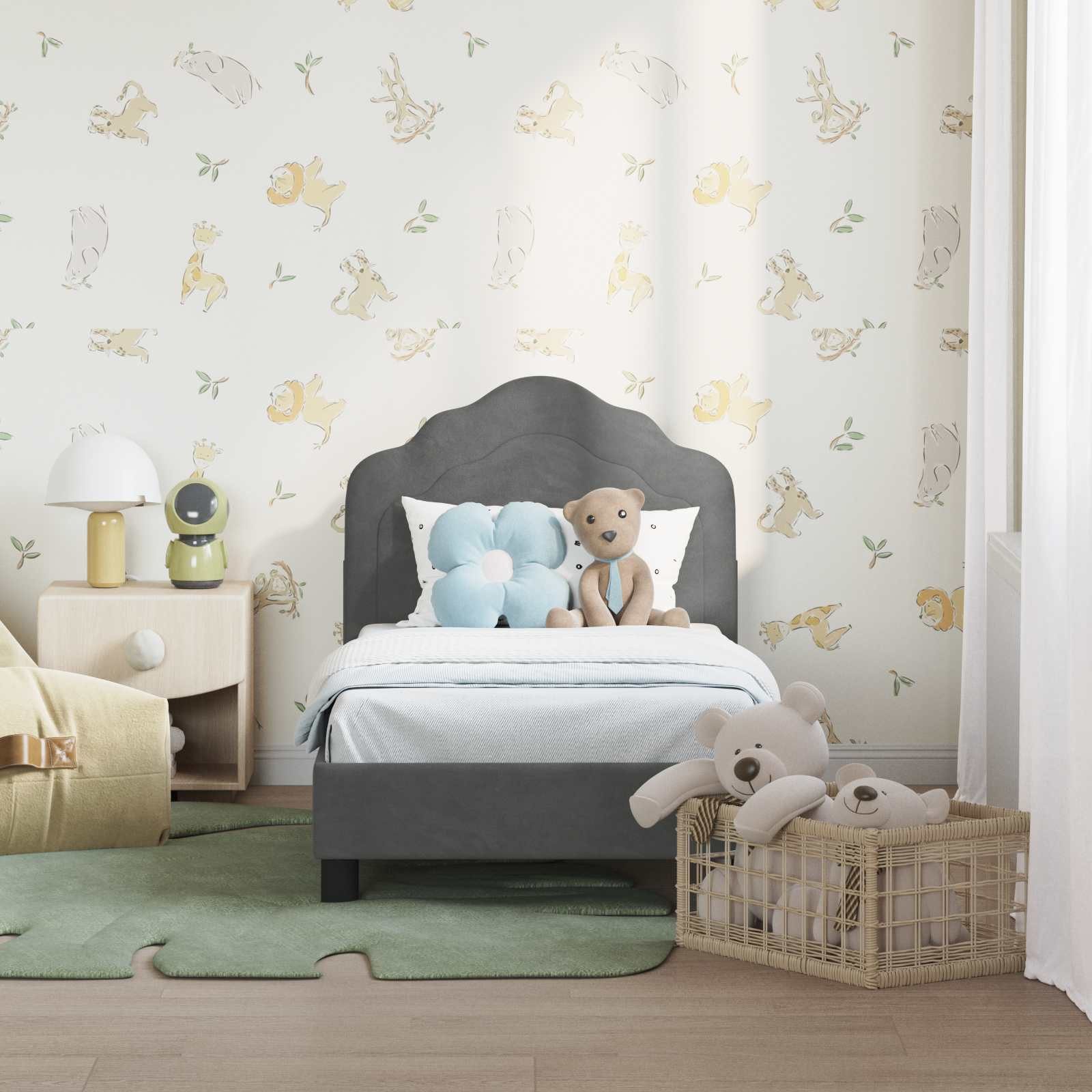 vidaXL Bett Kinderbettgestell mit Kopfteil Dunkelgrau 70 x 140 cm Samt (1-t günstig online kaufen